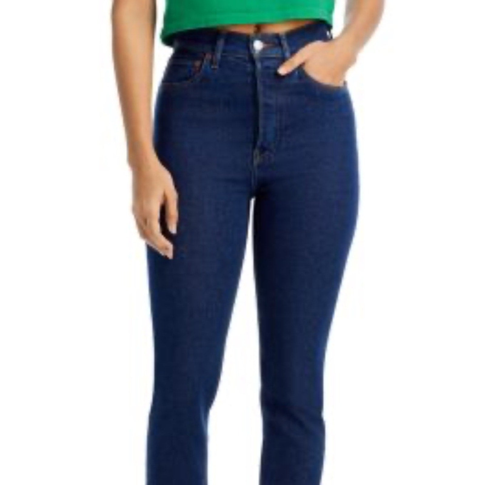 NWT RE/DONE Super High Rise Slim Drainpipe Jeans in Midnight - size 26