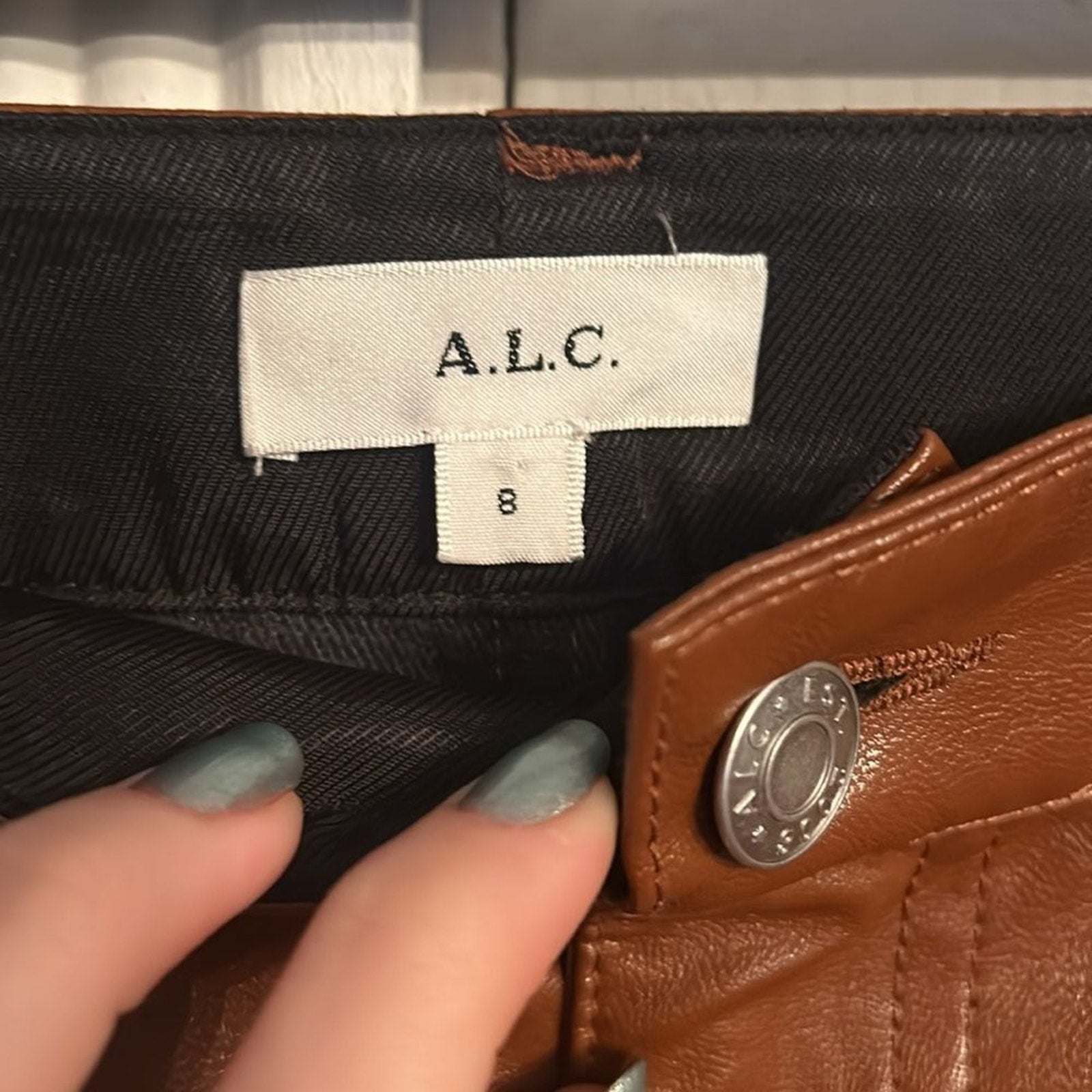 NEW A.L.C. Freddie VEGAN LEATHER Pants in Cognac - size 8