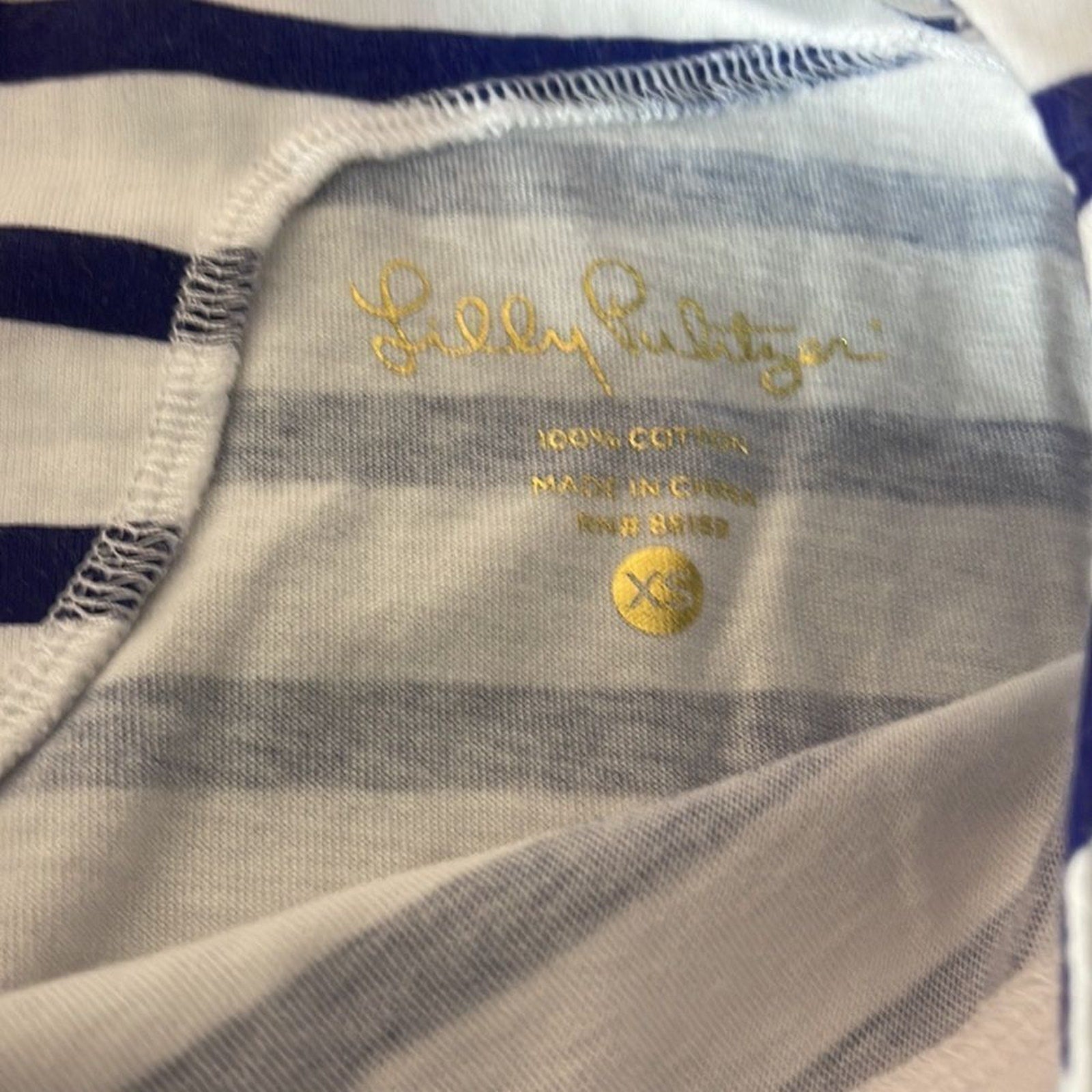 Lilly Pulitzer waverly top in serene striped navy - size XS