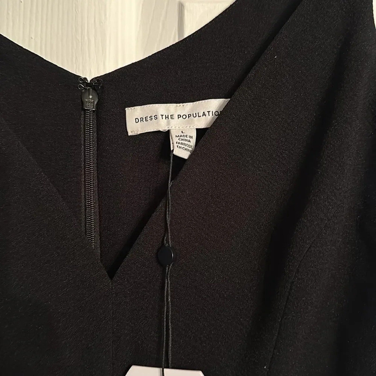 NWT DRESS THE POPULATION Iris Slit Crepe GOWN DRESS Black- Size Large