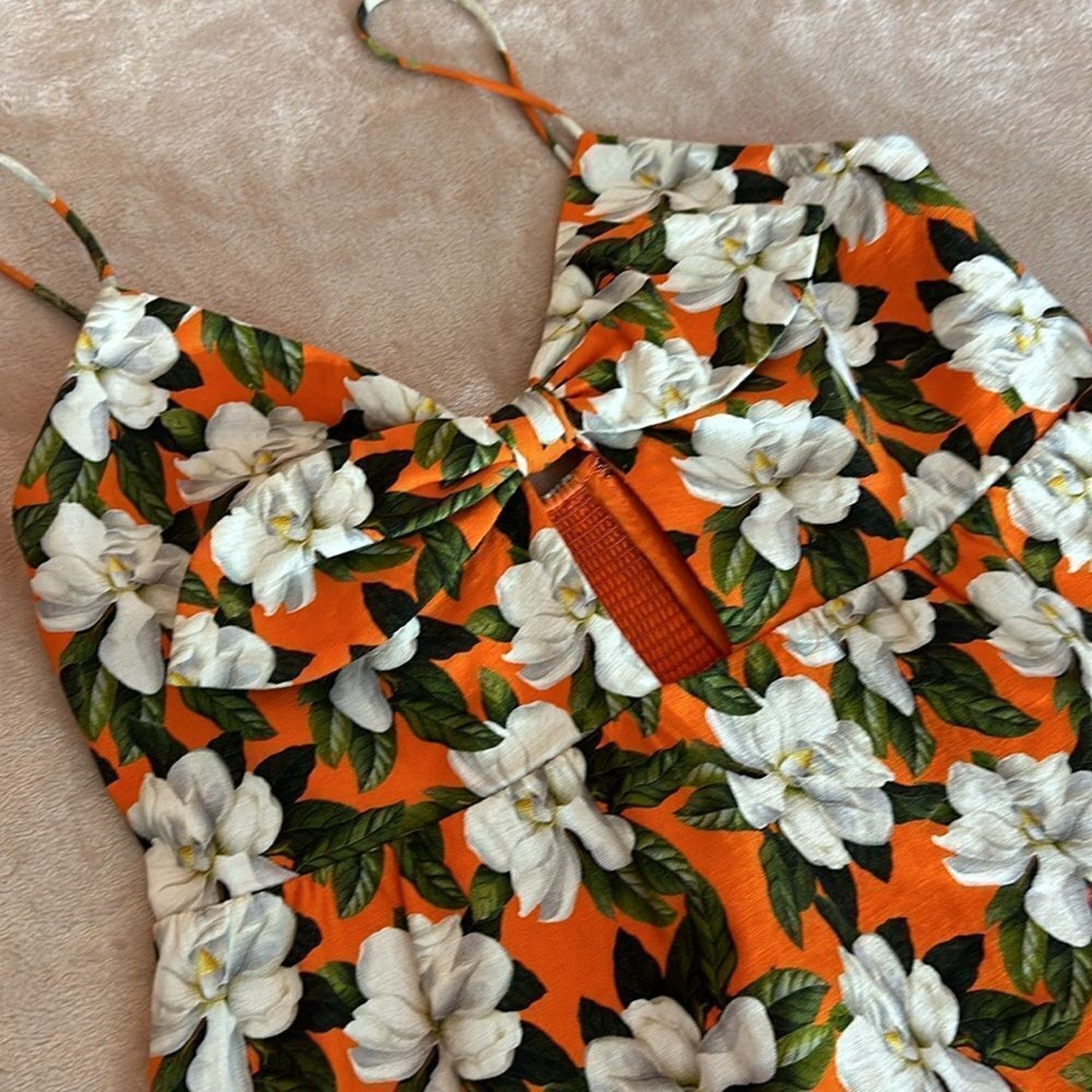 NEW ALICE + OLIVIA Melvina cutout floral-print linen-blend mini dress - size 6