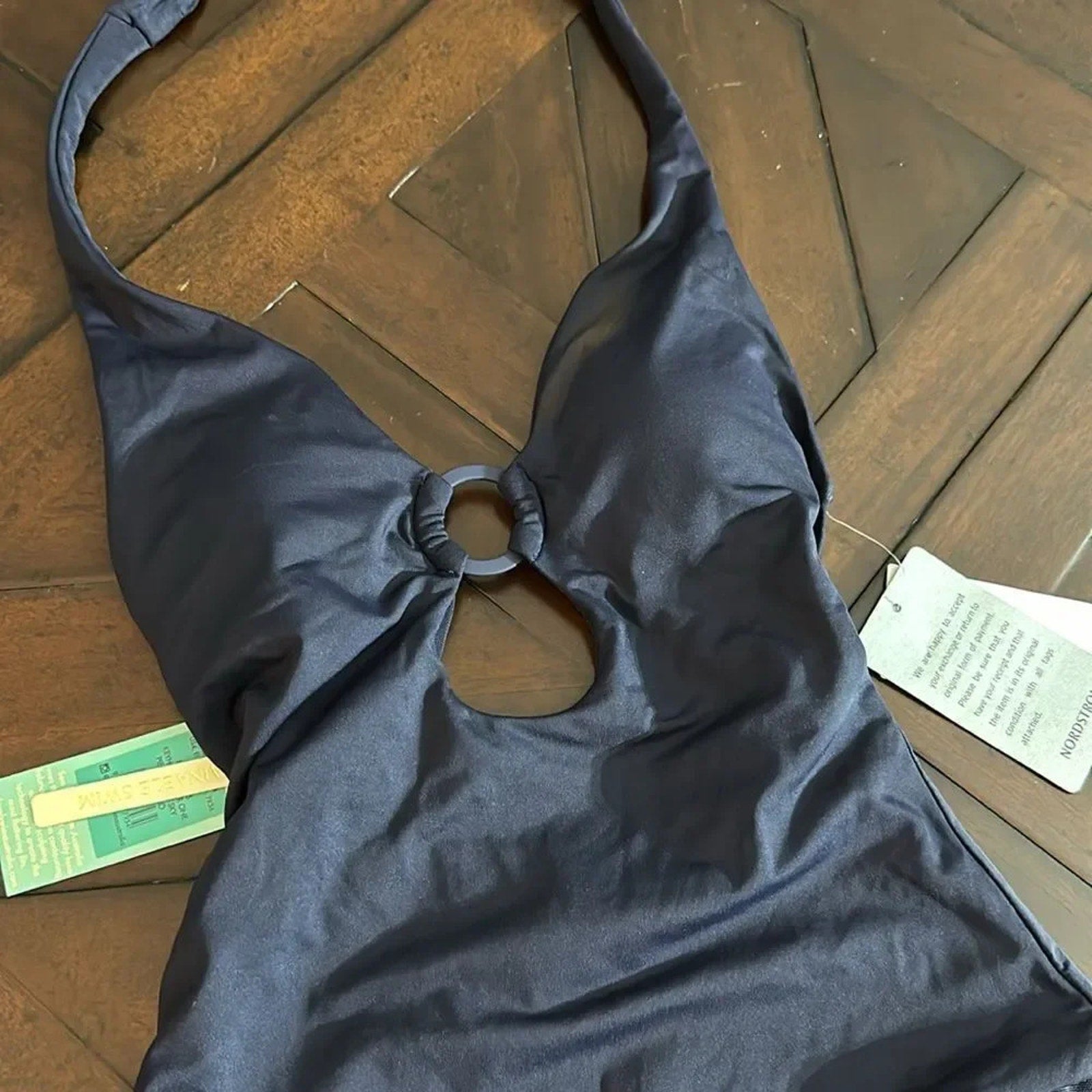 NWT Sea Level Swim Eco Essentials Keyhole Halter One Piece NAVY- size 4