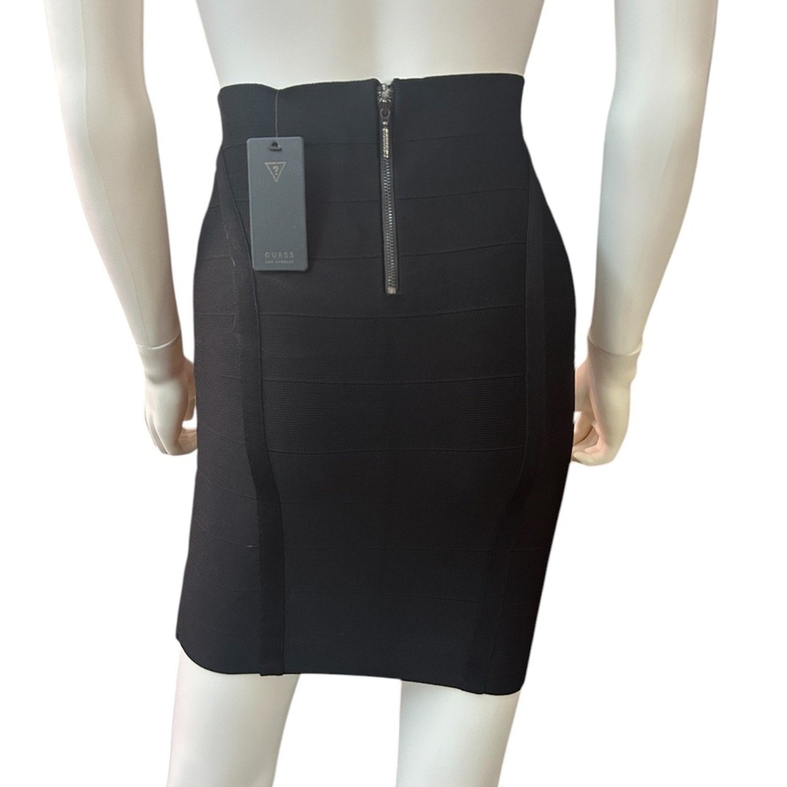 NWT Guess Women's Black Bandage Ottoman Stitch Mirage Skirt - Small
