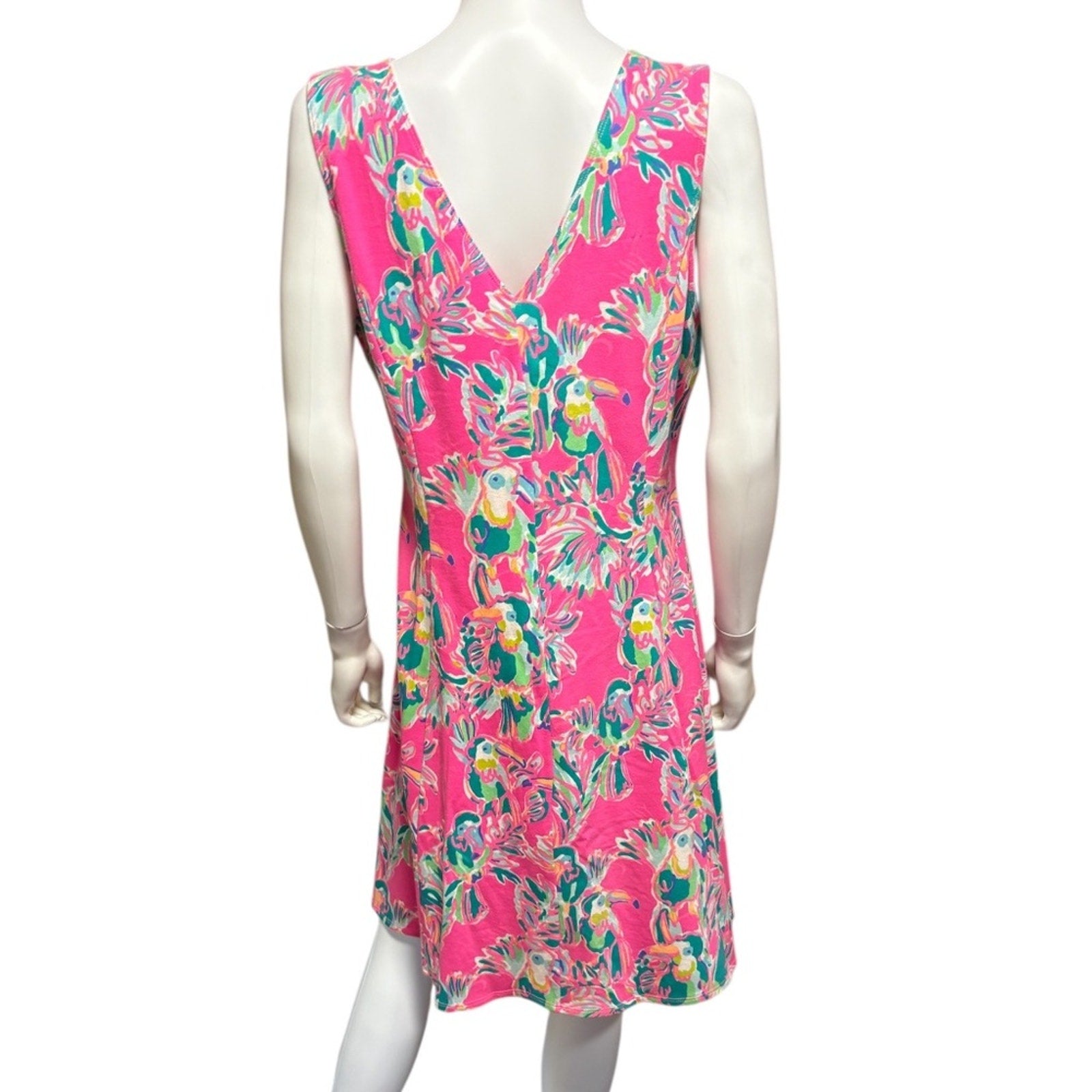 Lilly Pulitzer Dahlia Dress Dragonfruit Toucan Print - size Large