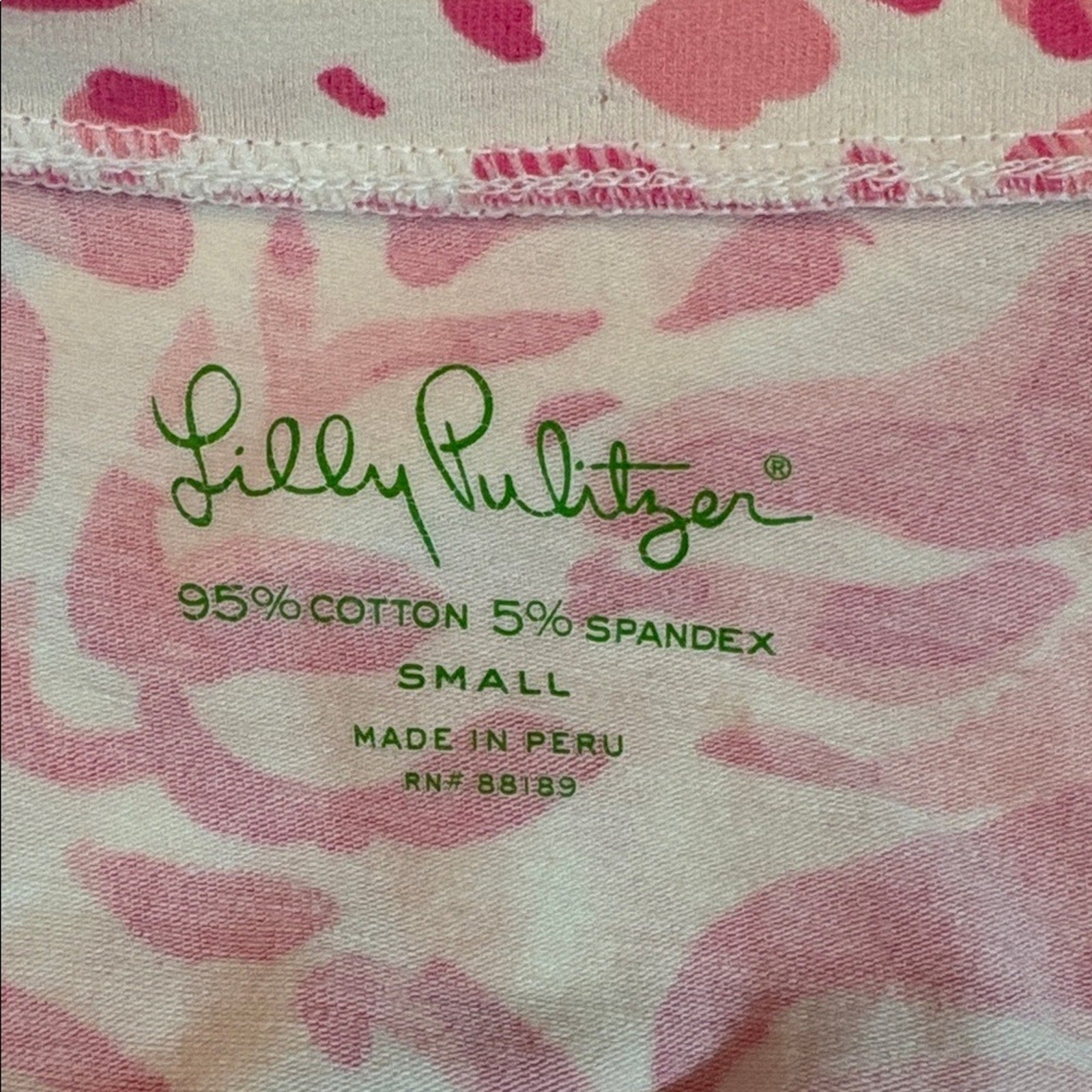 Lilly Pulitzer Michelle Get Spotted Fun Pink & White animal print V Neck Tee - S