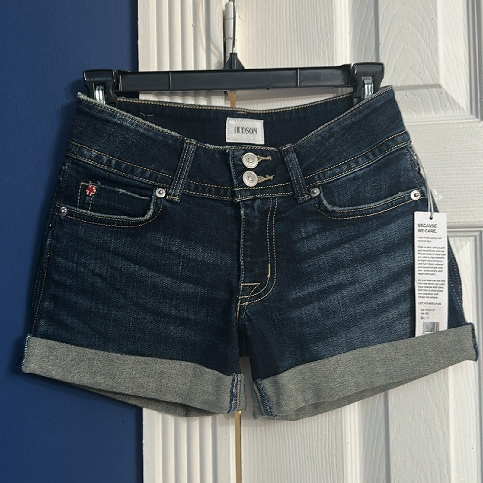 NWT Hudson Jeans Rolled Cuff Denim Ruby Shorts DEBORAH 24 NWT $145
