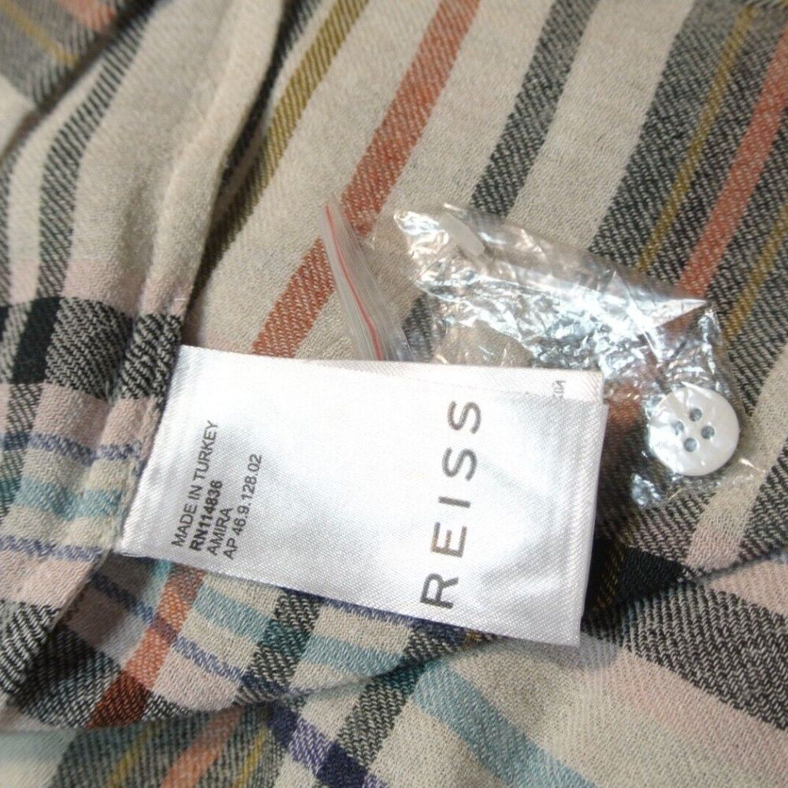 NEW REISS Amira Checked Twin Pocket wool Shirt - size 4