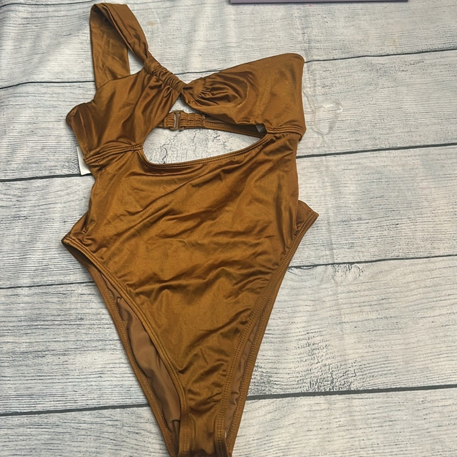 NWT Good American Bali Cutout One-shoulder One-piece Swimsuit - S