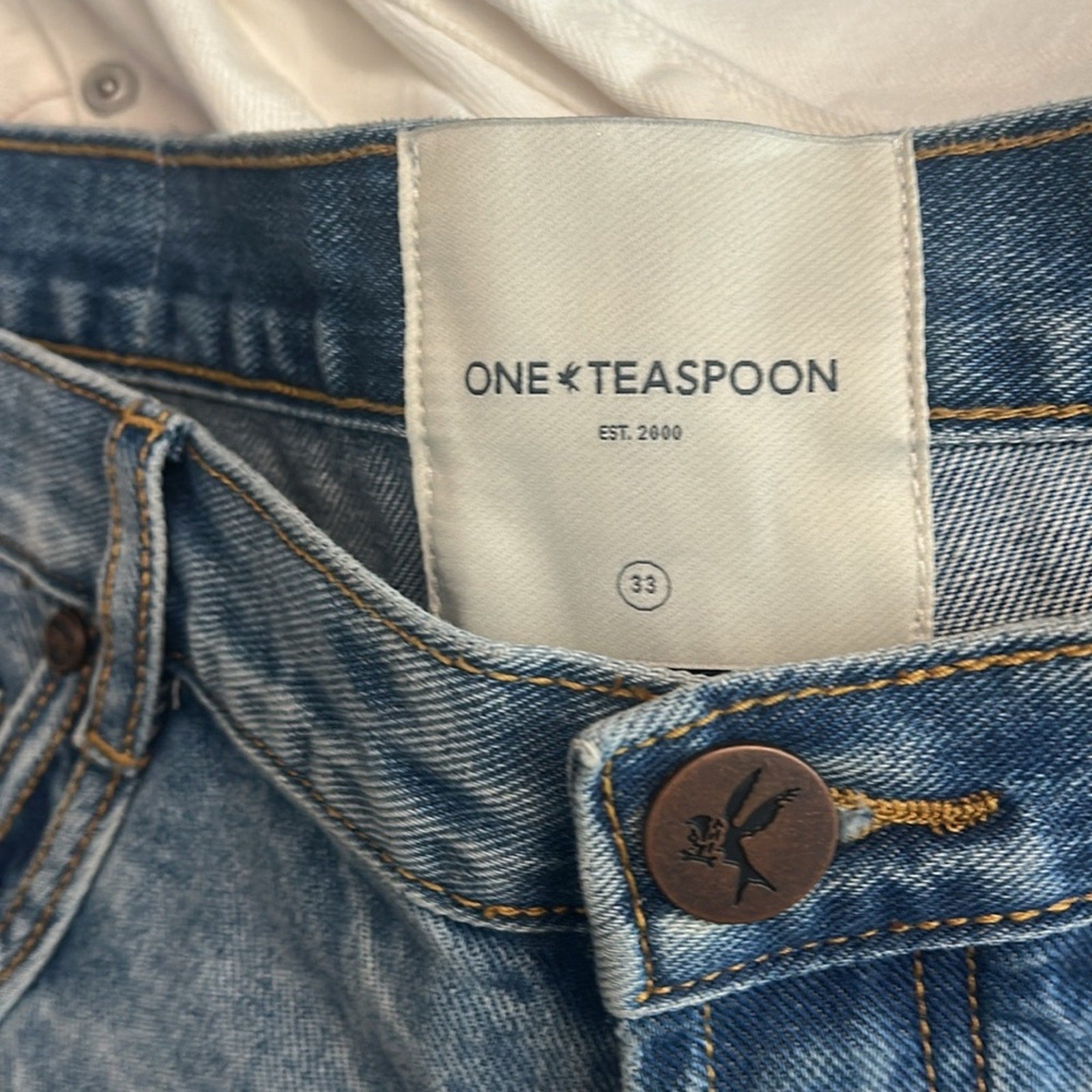 NWT One Teaspoon Sunbeach Blue Bandits Low Waist Denim Shorts - size 33