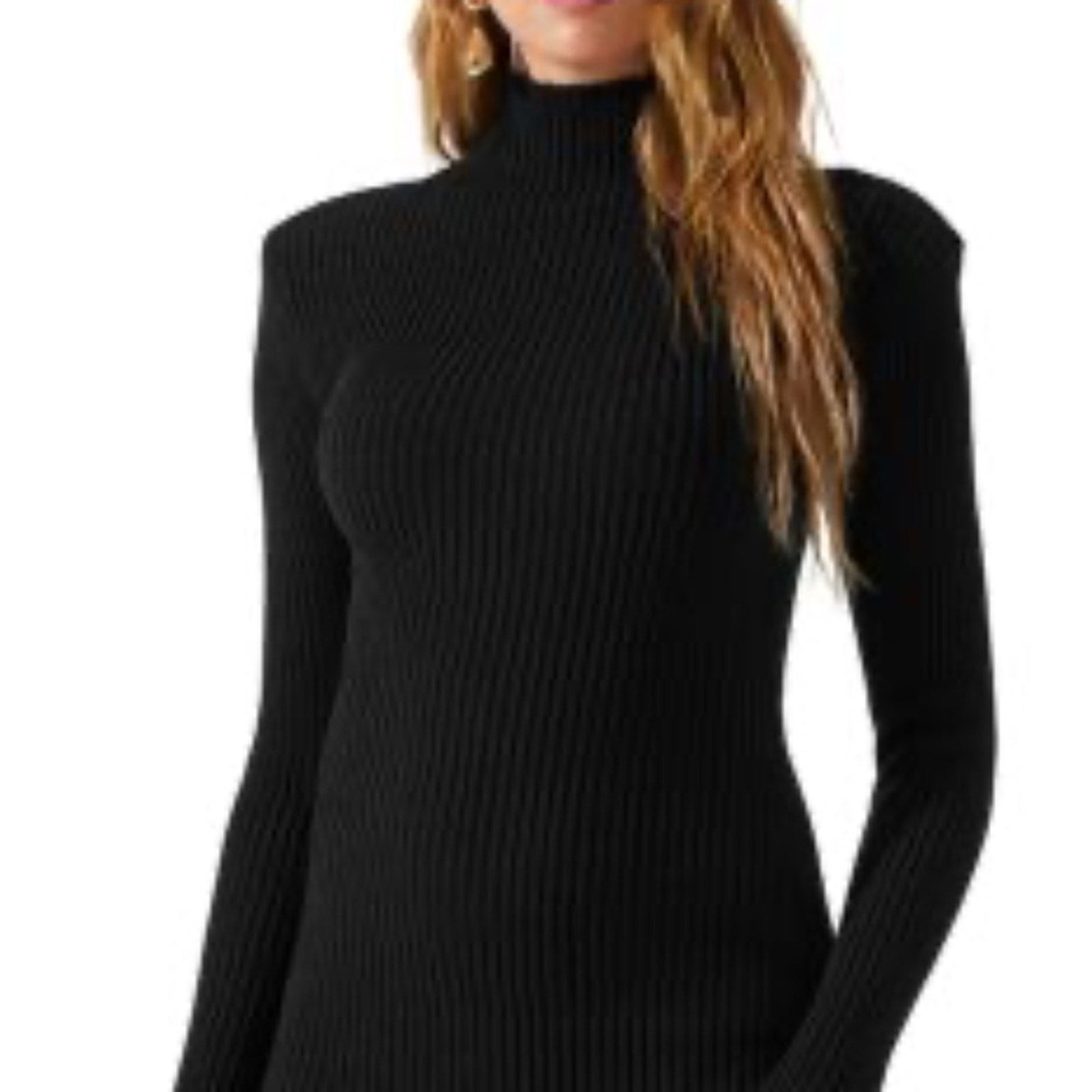 NWT Astr the label Gwendolyn Funnel Neck Long Sleeve Sweater Dress - size Large