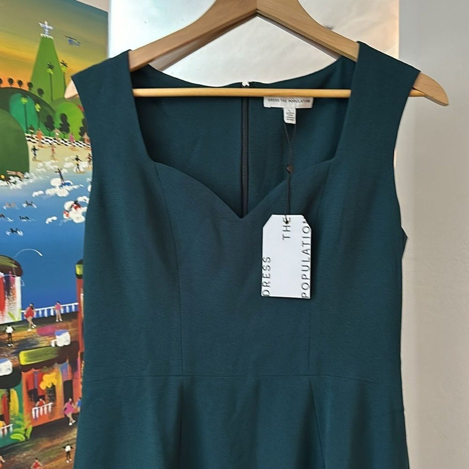 NWT Dress The Population Elle Sheath Dress In Pine Size Large