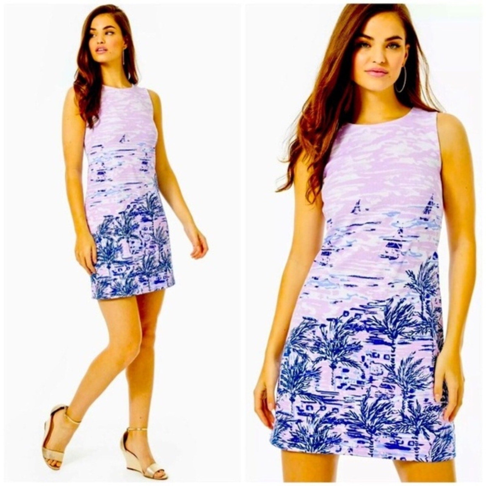 Lilly Pulitzer Gellar Purple Iris On The Horizon Pique Knit Shift Dress- size XS