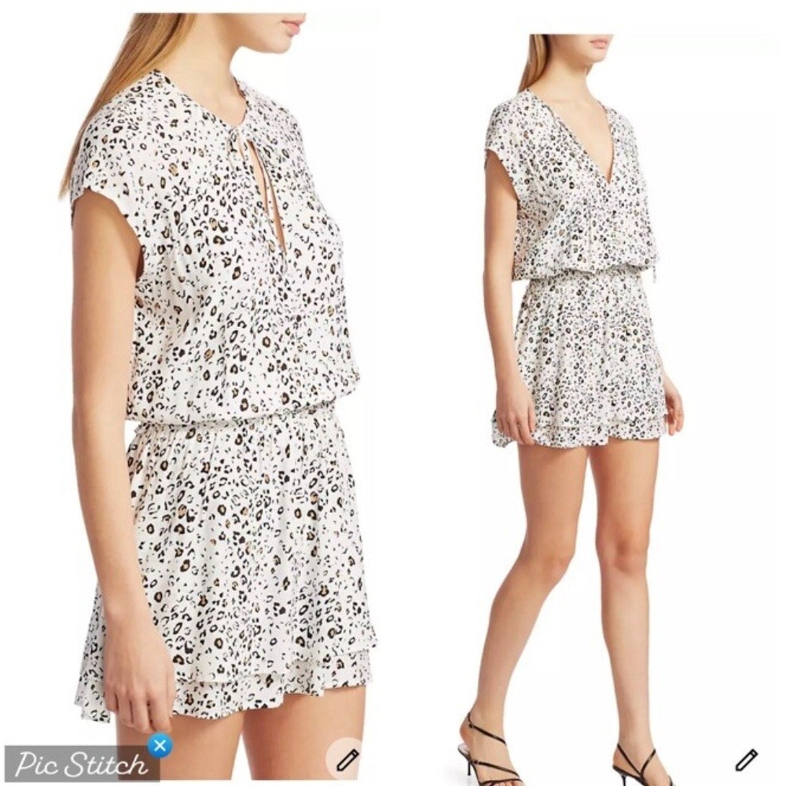 Rails Karla Mini Dress in White Mocha Leopard - size M