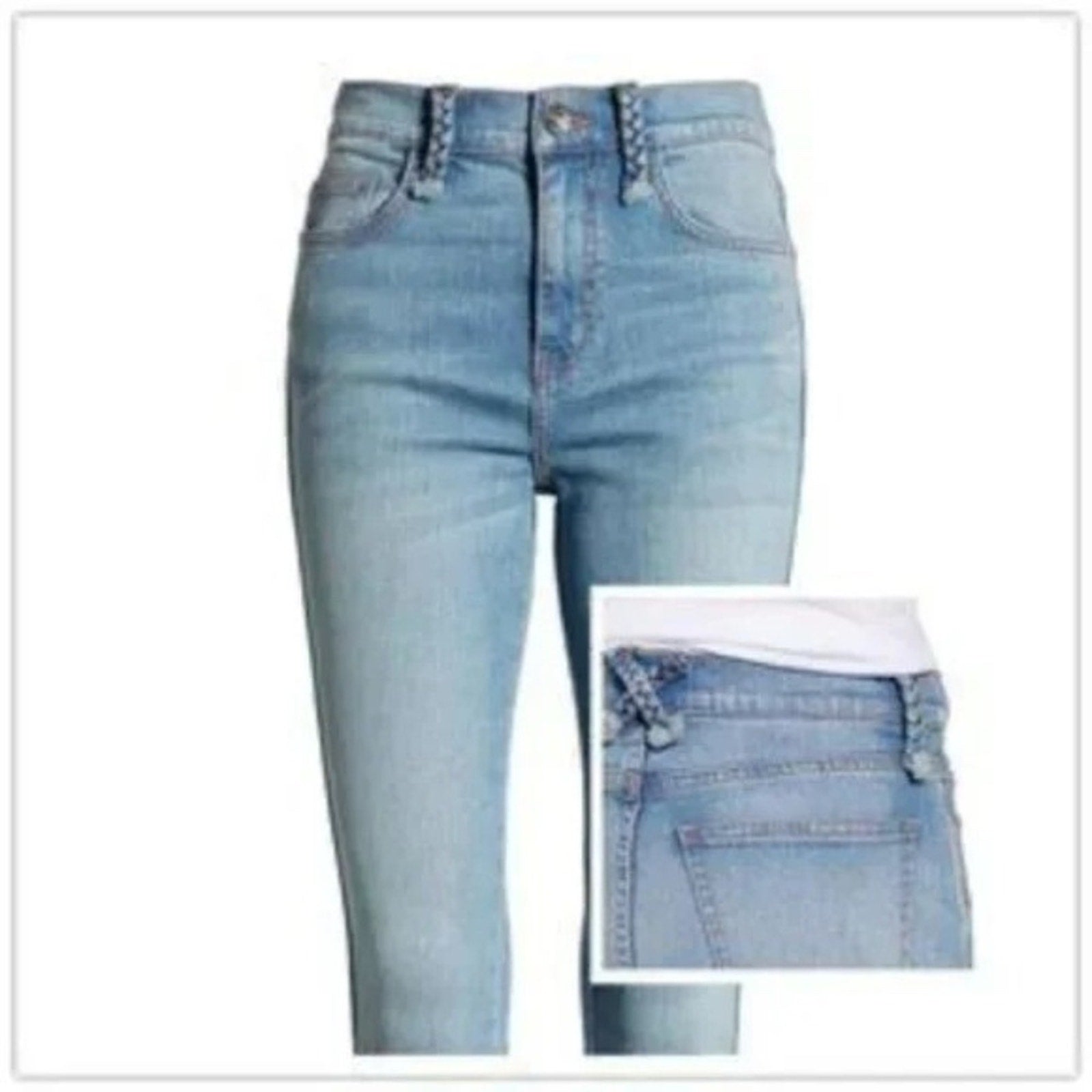 NWT Current Elliott BRAIDED CABALLO HIGH WAIST STILETTO JEANS - size 28
