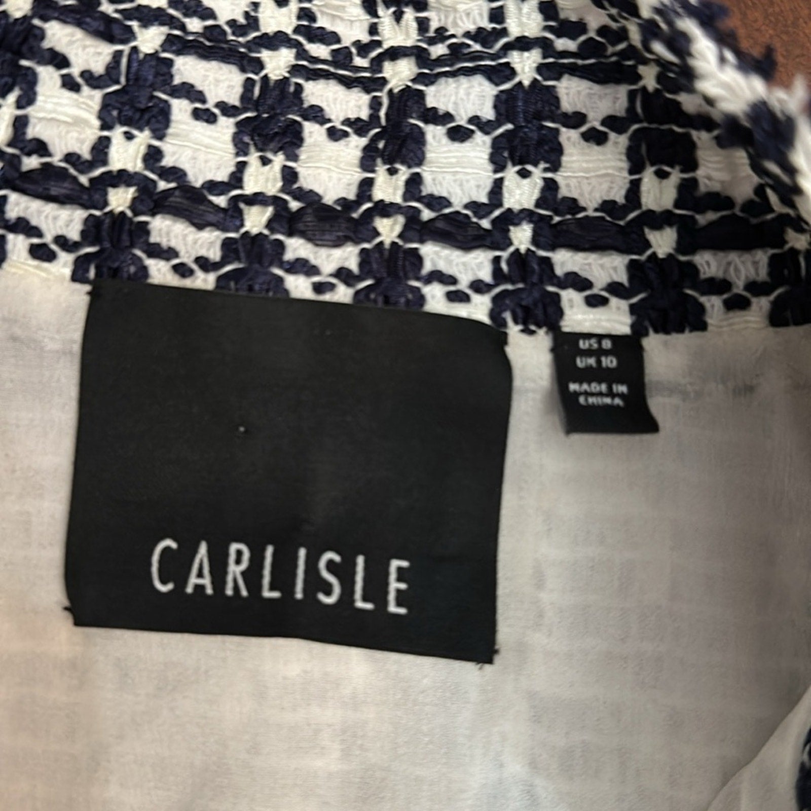 Carlisle navy white floral tweed jacket - size 8