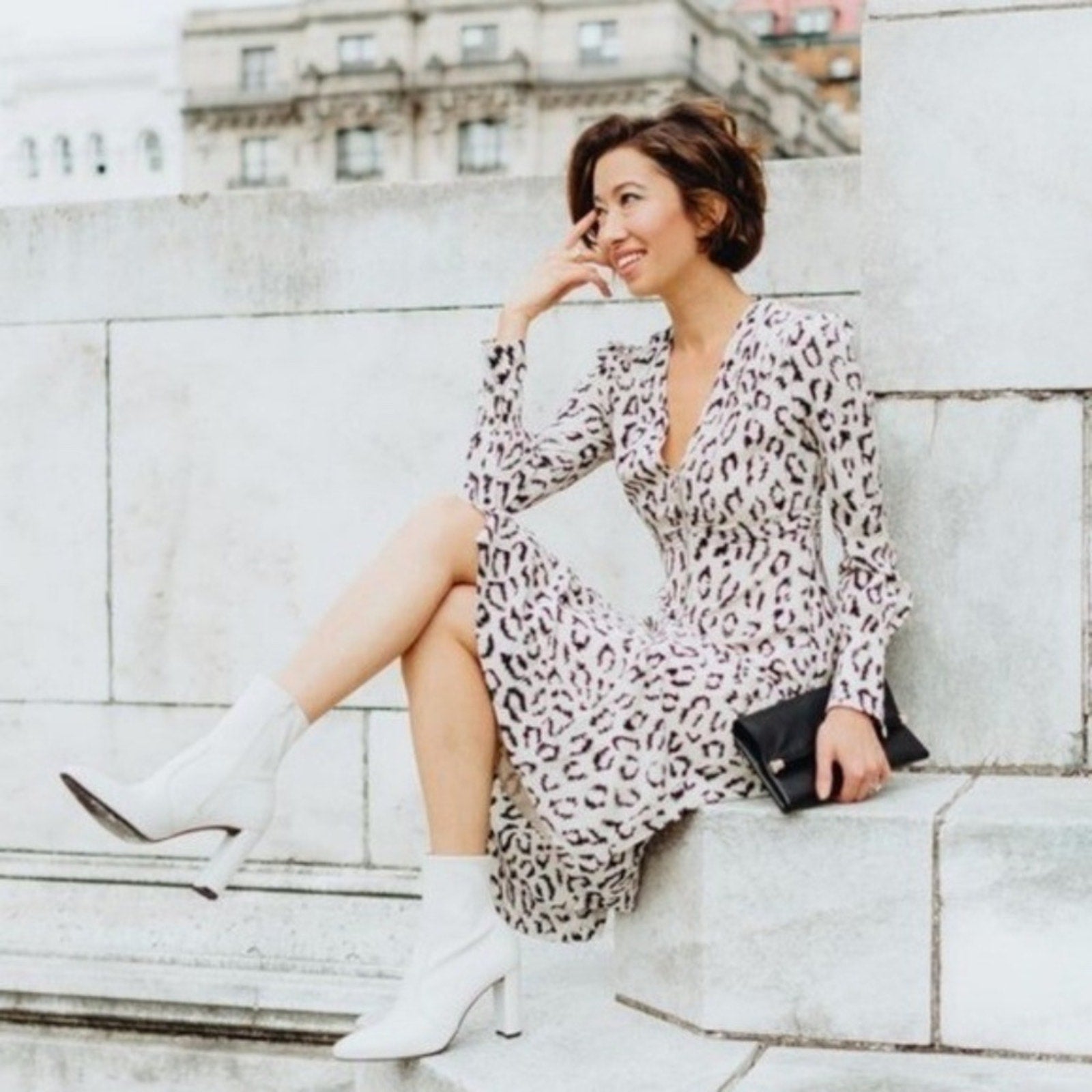 ALC | Eden Leopard Print Zip Front Silk Dress - size 0