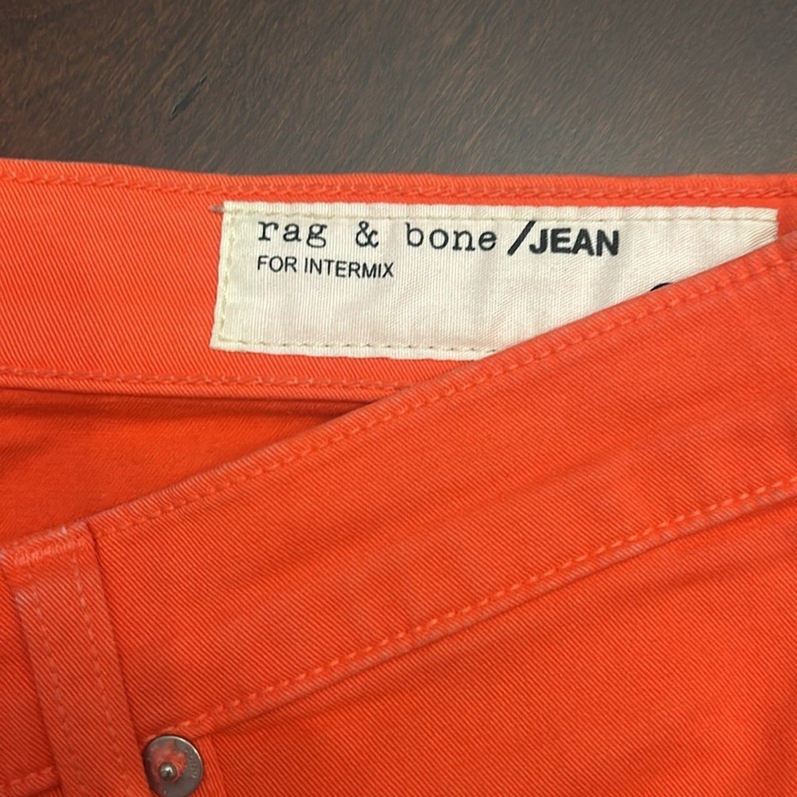 rag & Bone The Zipper Capri Jeans In Bright Orange - size 26
