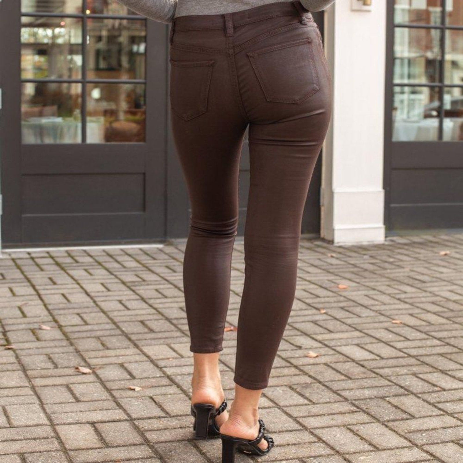 NWT JOES JEANS "THE CHARLIE" HIGH RISE SKINNY COATED ANKLE- DARK COCO BEAN