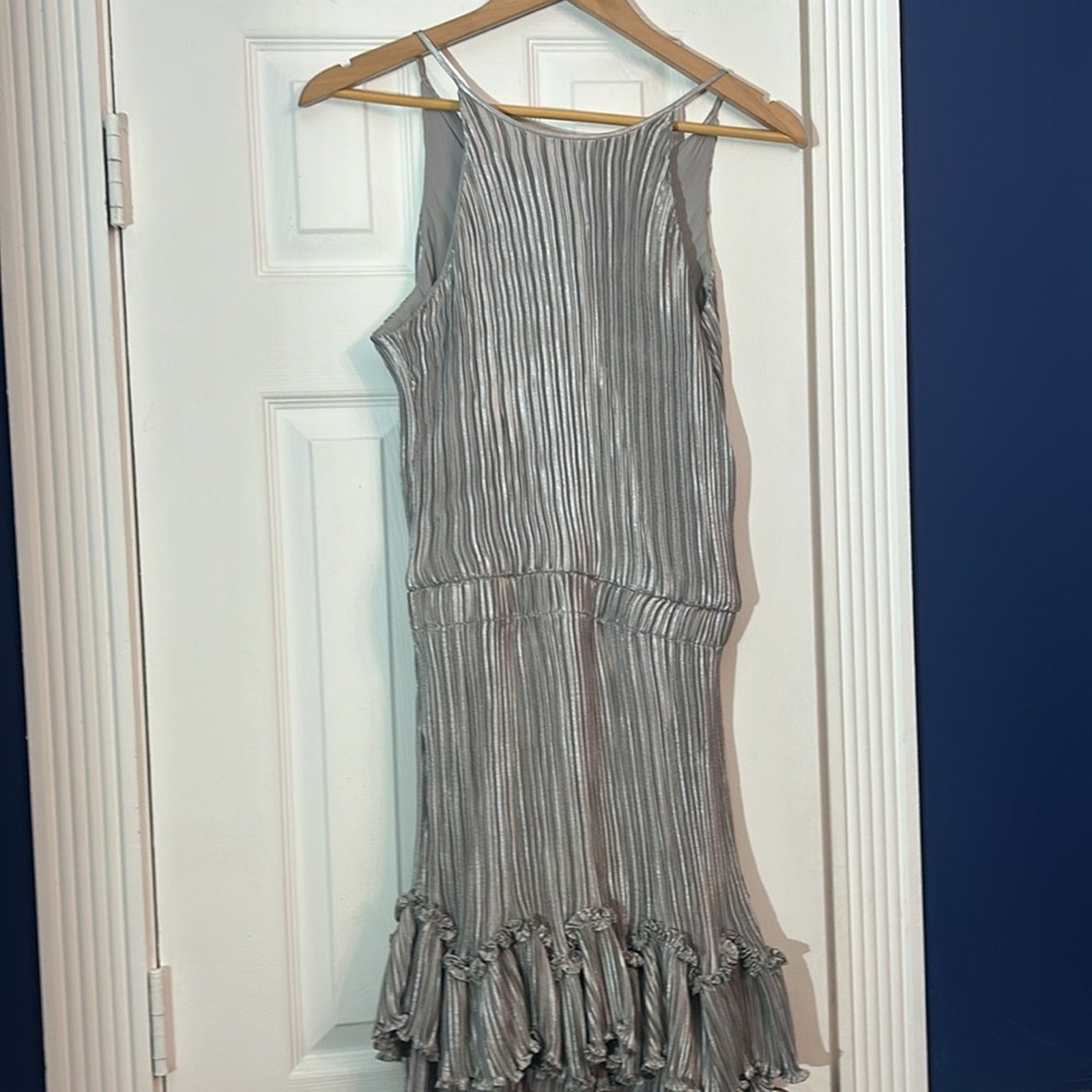 Halston metallic pleated halter dress - size 4