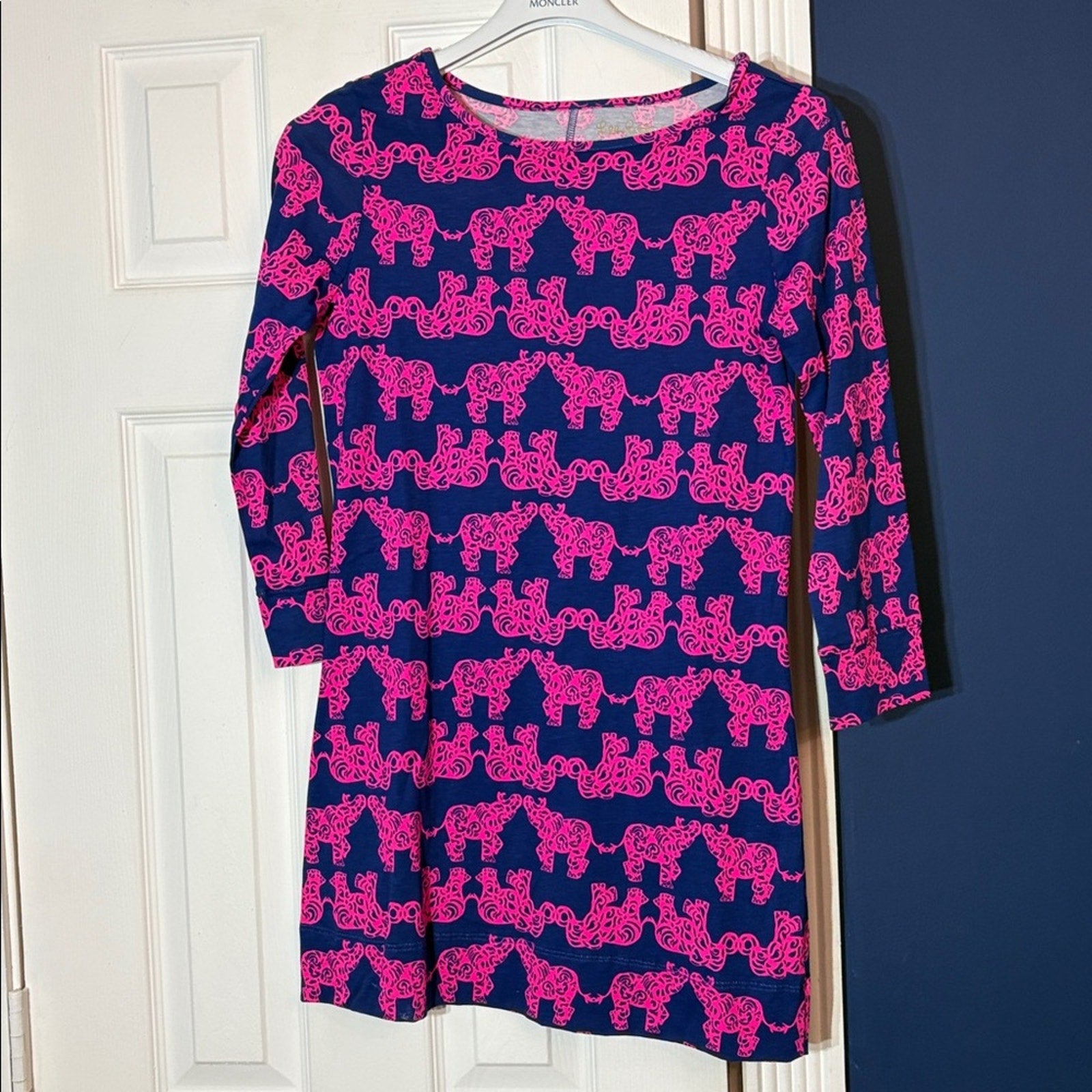 Lilly Pulitzer Elephant Marlow Shirt Dress in Blue and Pink - size small
