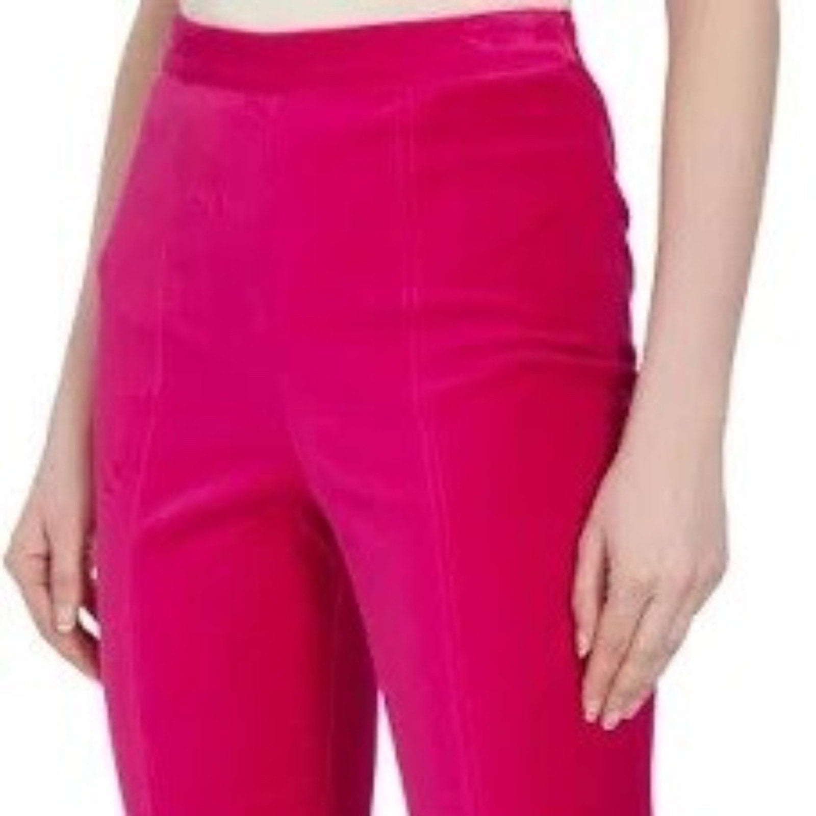 NWT Cinq A Sept Women Pants Lou Pink Tie Velveteen Berry Red Bow - size 0