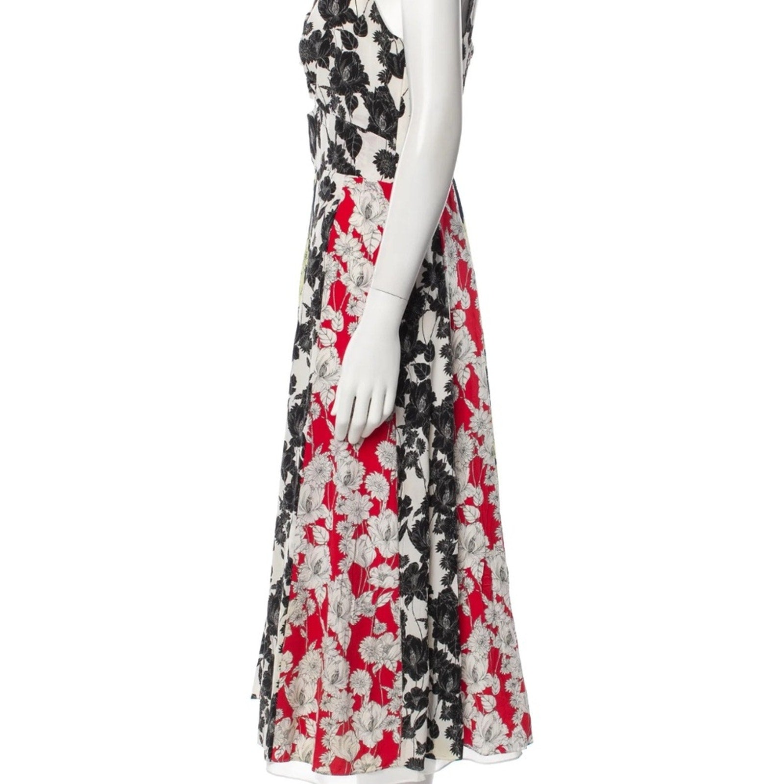 Jason Wu Mix Print A-Line Paneled Sweetheart Dress 100% Silk - size 6