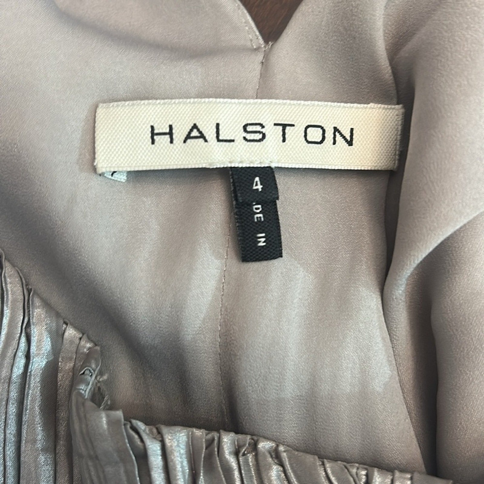Halston metallic pleated halter dress - size 4