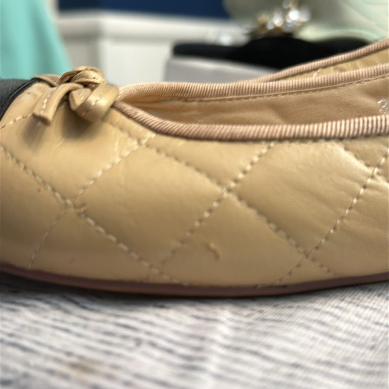 Chanel ballet flats Aged Calfskin beige black - size 42 (=US 11.5)