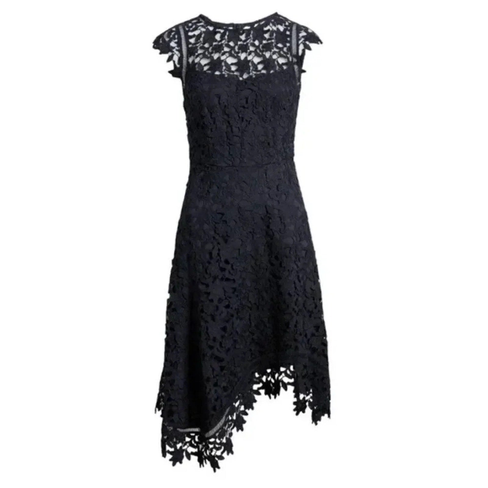 NWT Eliza J Navy Blue Lace Asymmetric Cocktail Dress - size 8