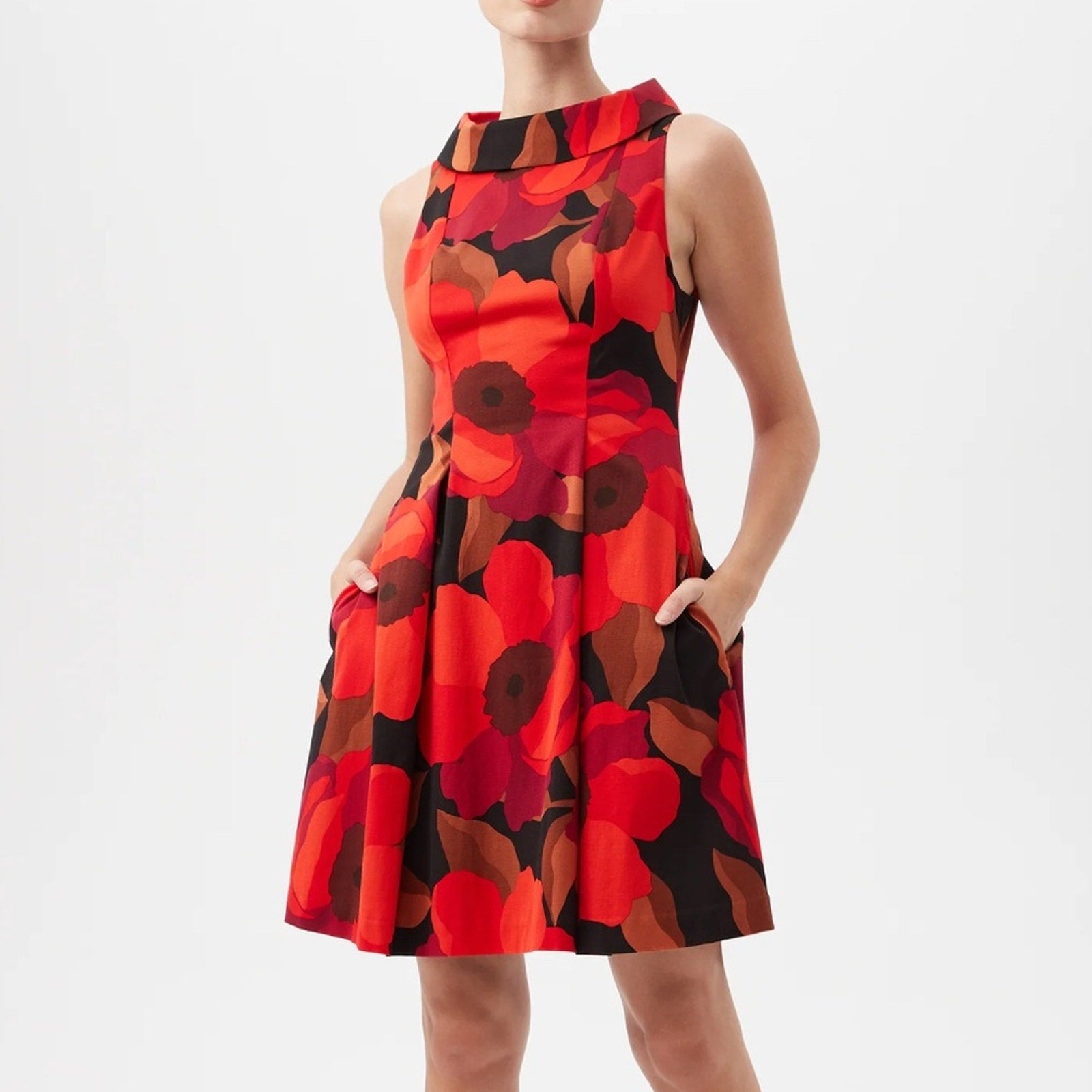 Trina Turk Sabar Red Floral Sleeveless Cocktail Dress - size 10