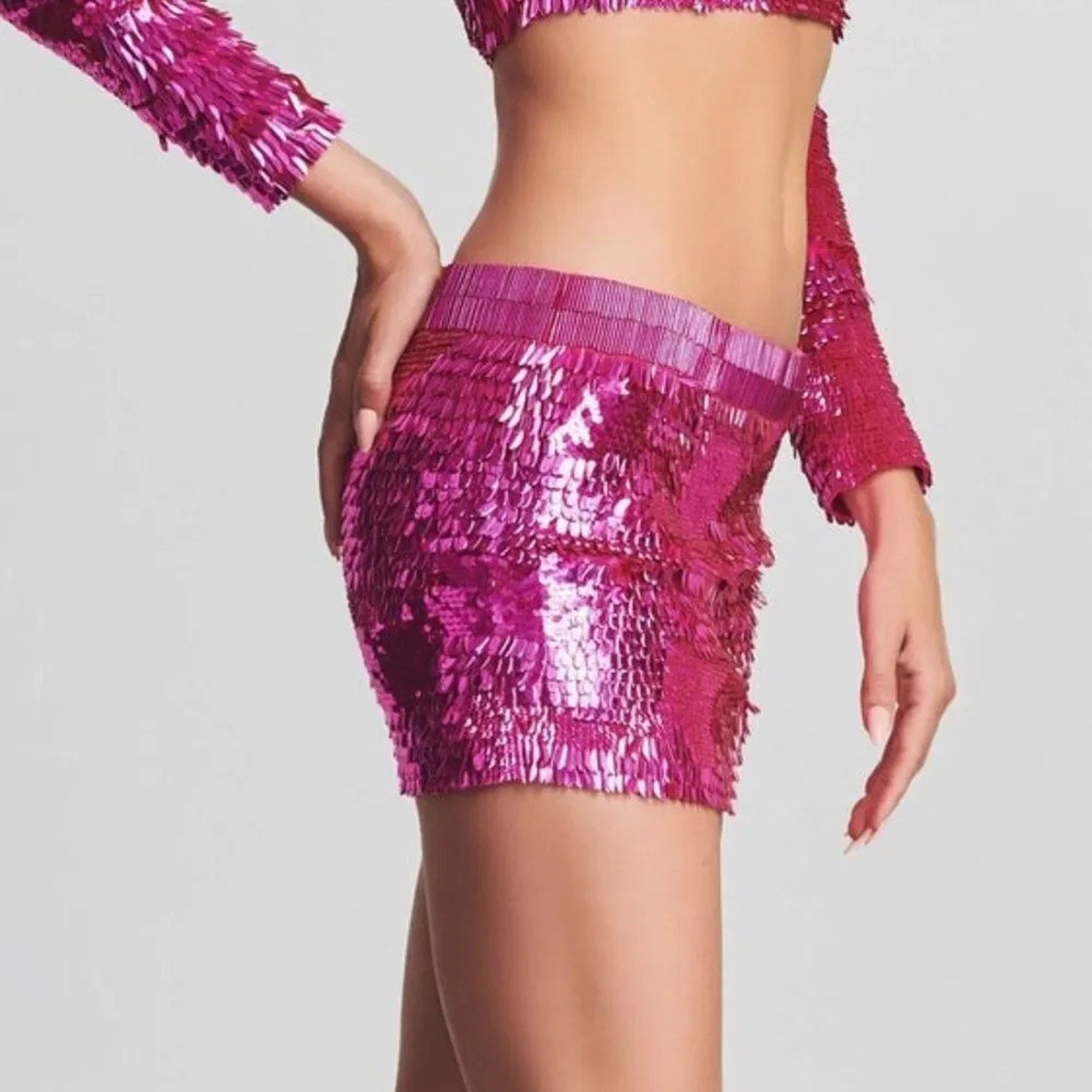 NWT Retrofete  ANSLEY LOW RISE FEATHER SEQUIN SKIRT - size large