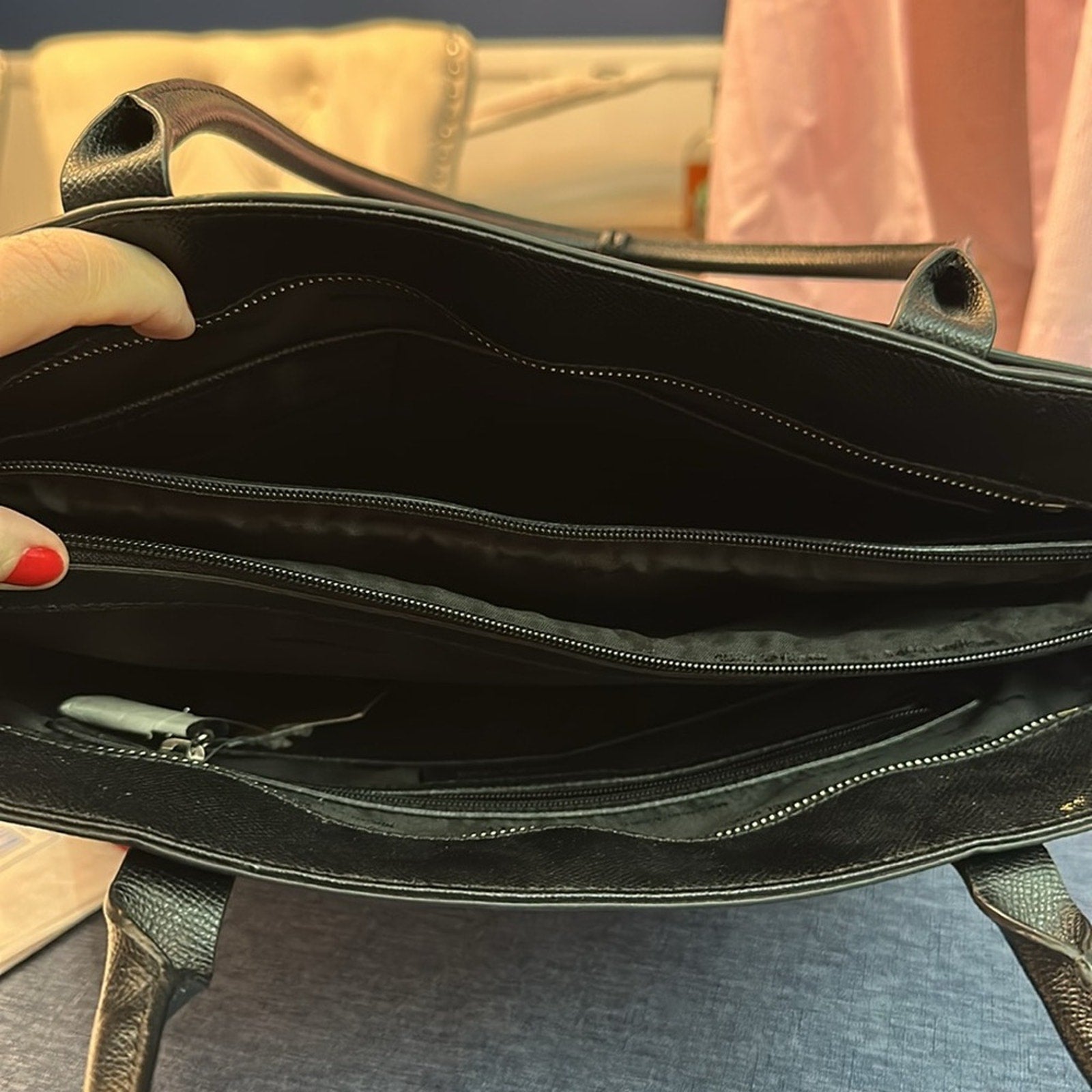 Black Micheal Kors laptop business Tote Bag large