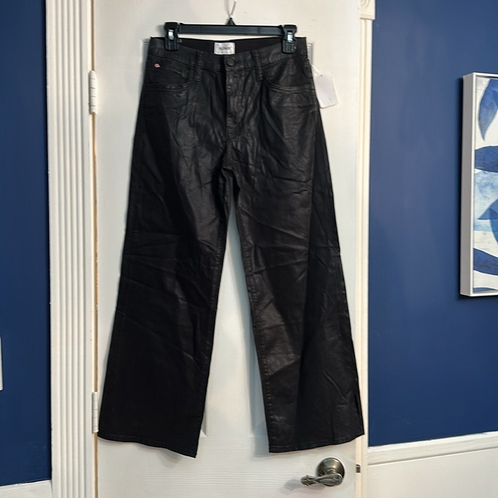 NWT Hudson Rosalie High-Rise Wide Leg Ankle Cropped Coated Black Jeans - size 26