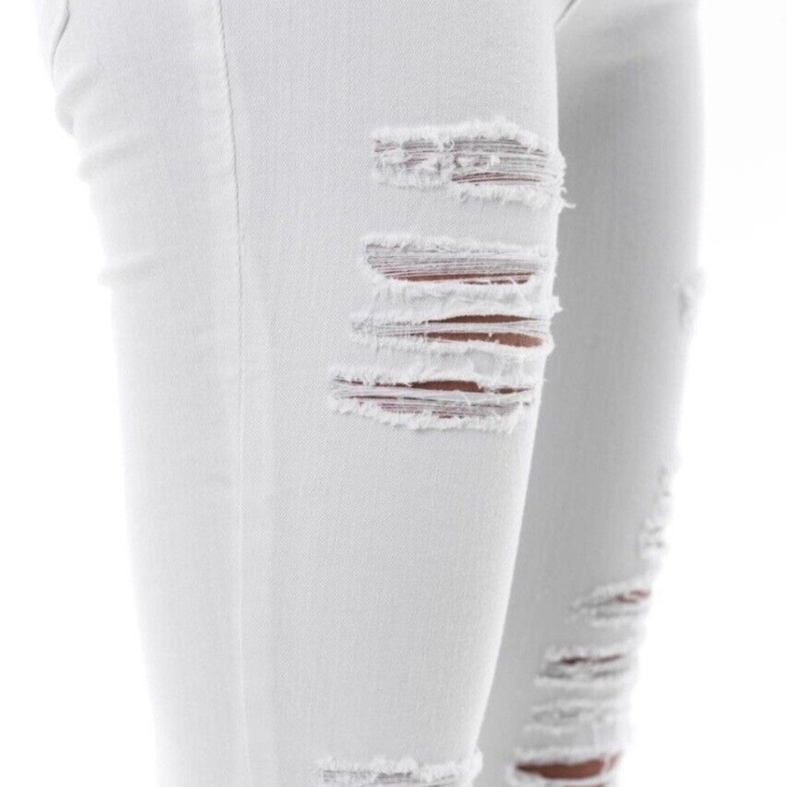 FRAME Denim Blanc Le Skinny De Jeanne Mid Rise Distressed White Jean - size 27