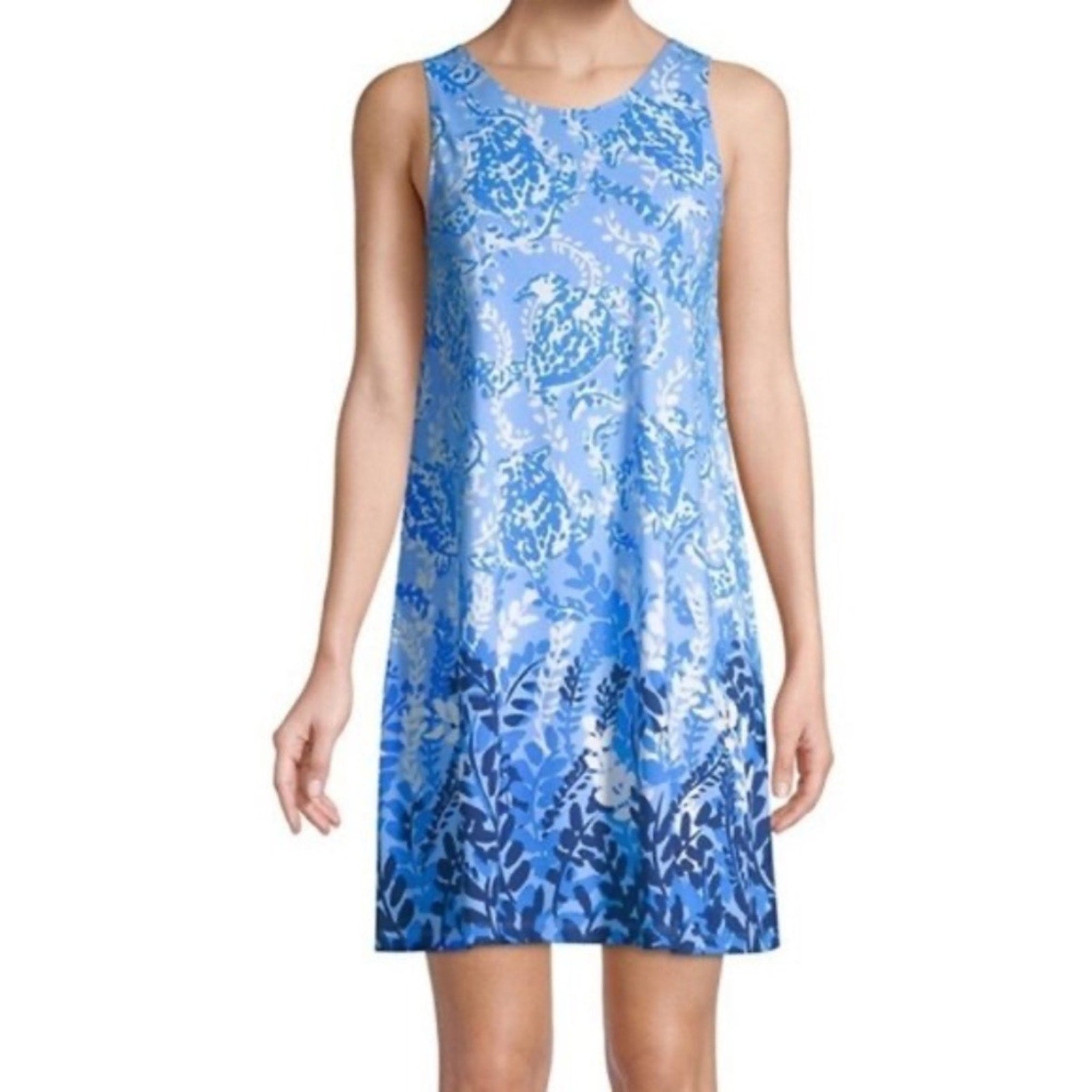 Lilly Pulitzer Kristen Dress Blue Peri Turtley Awesome White Swing Fit - size S