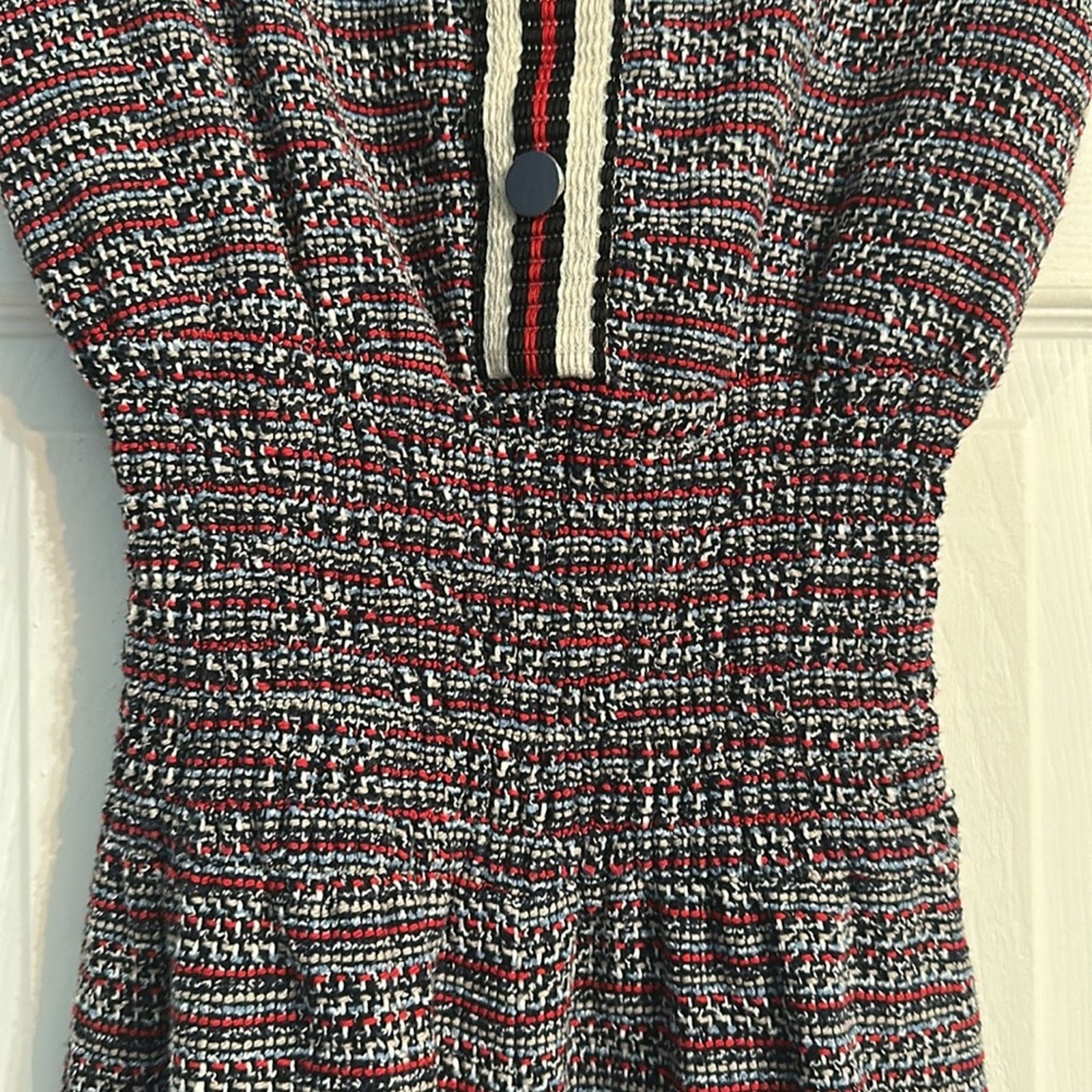 Maje Patelle Maroon Tweed Jacquard Jumpsuit- 38 (6)