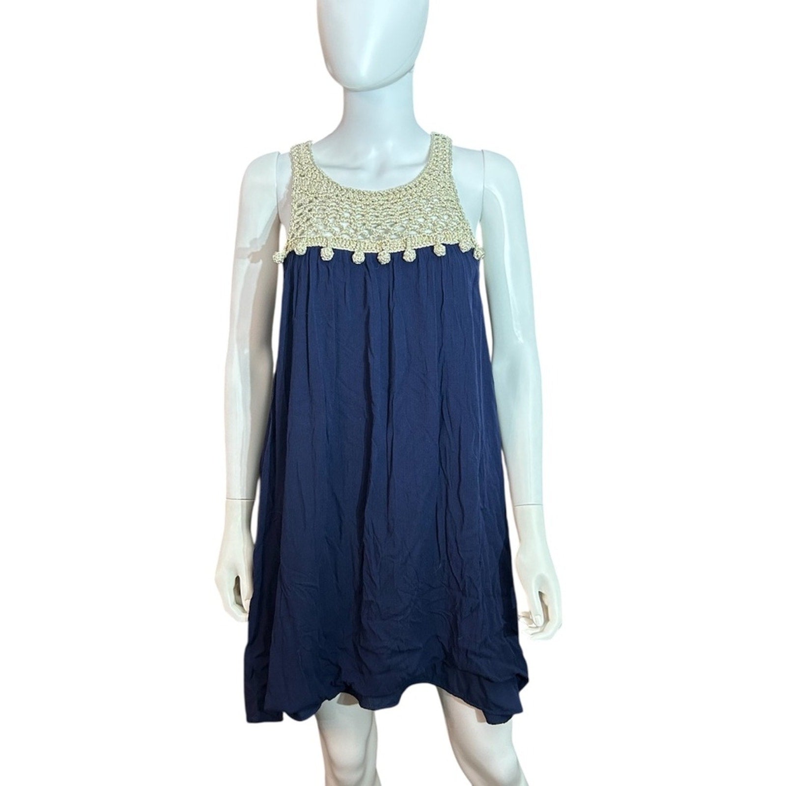 Lilly Pulitzer Navy Rachelle Dress Gold Metallic Detail - size S