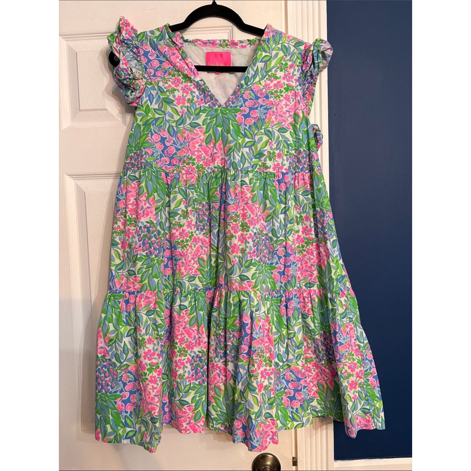 Lilly Pulitzer Aldena Ruffled Tiered Minidress In Multi A Cherry On Top - size L