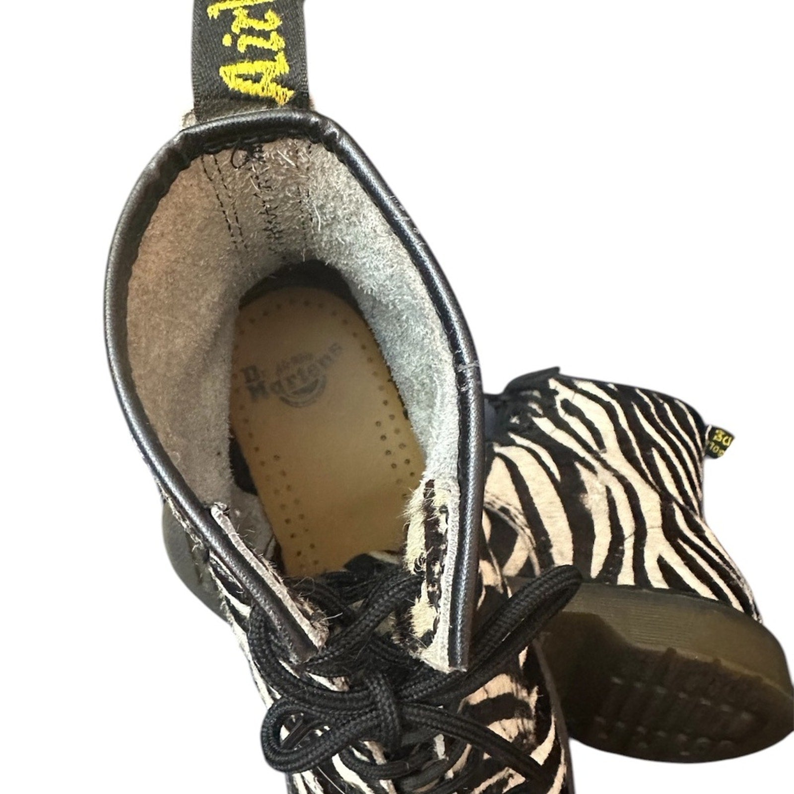 Dr. Martens Zebra Print Pony Hair Leather Boots #3 Rare - size 9 US or 7 UK