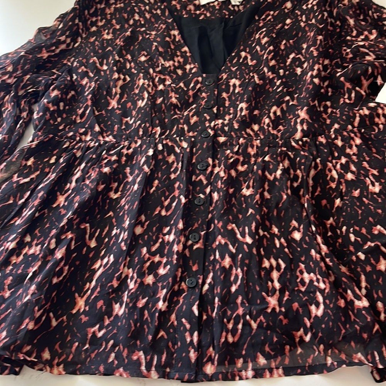 NWT BA&SH Puzy Peplum Top In Noir - size M