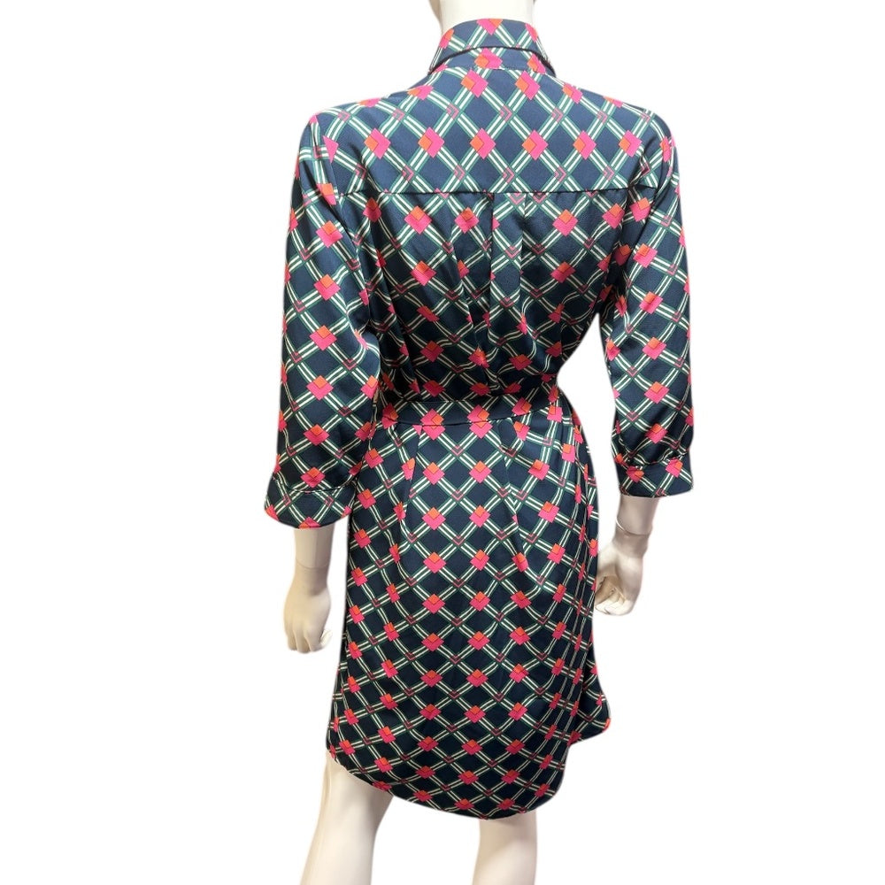 VILAGALLO Women's Long Sleeve Geo Print Dress In Navy - size 40 - Image 3