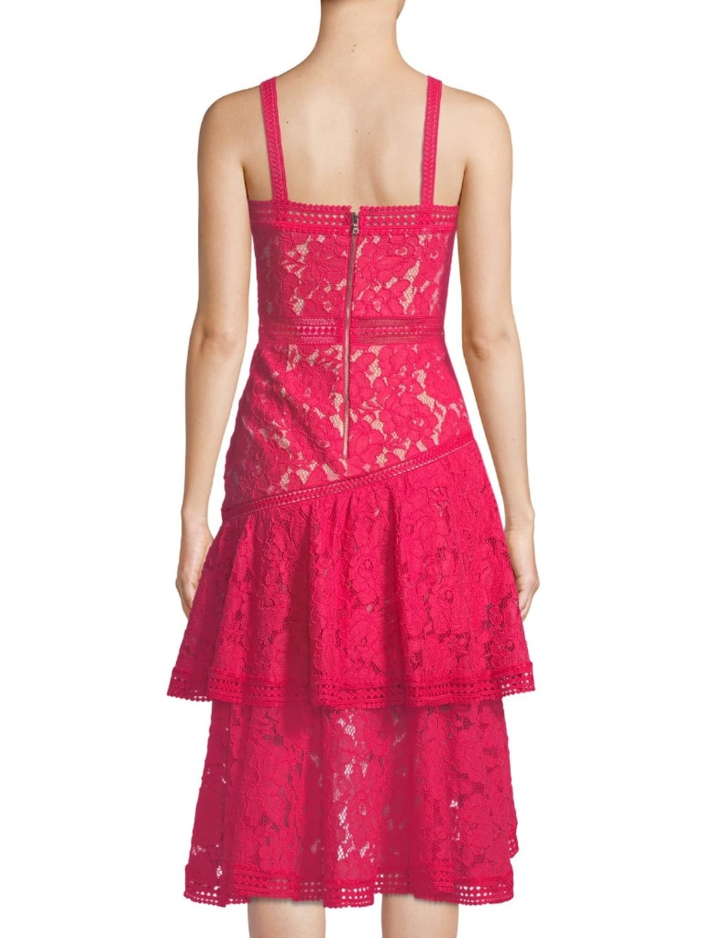 Alice + Olivia Angelita Asymmetric Tiered Lace Date Night Dress - size 12 - Image 2