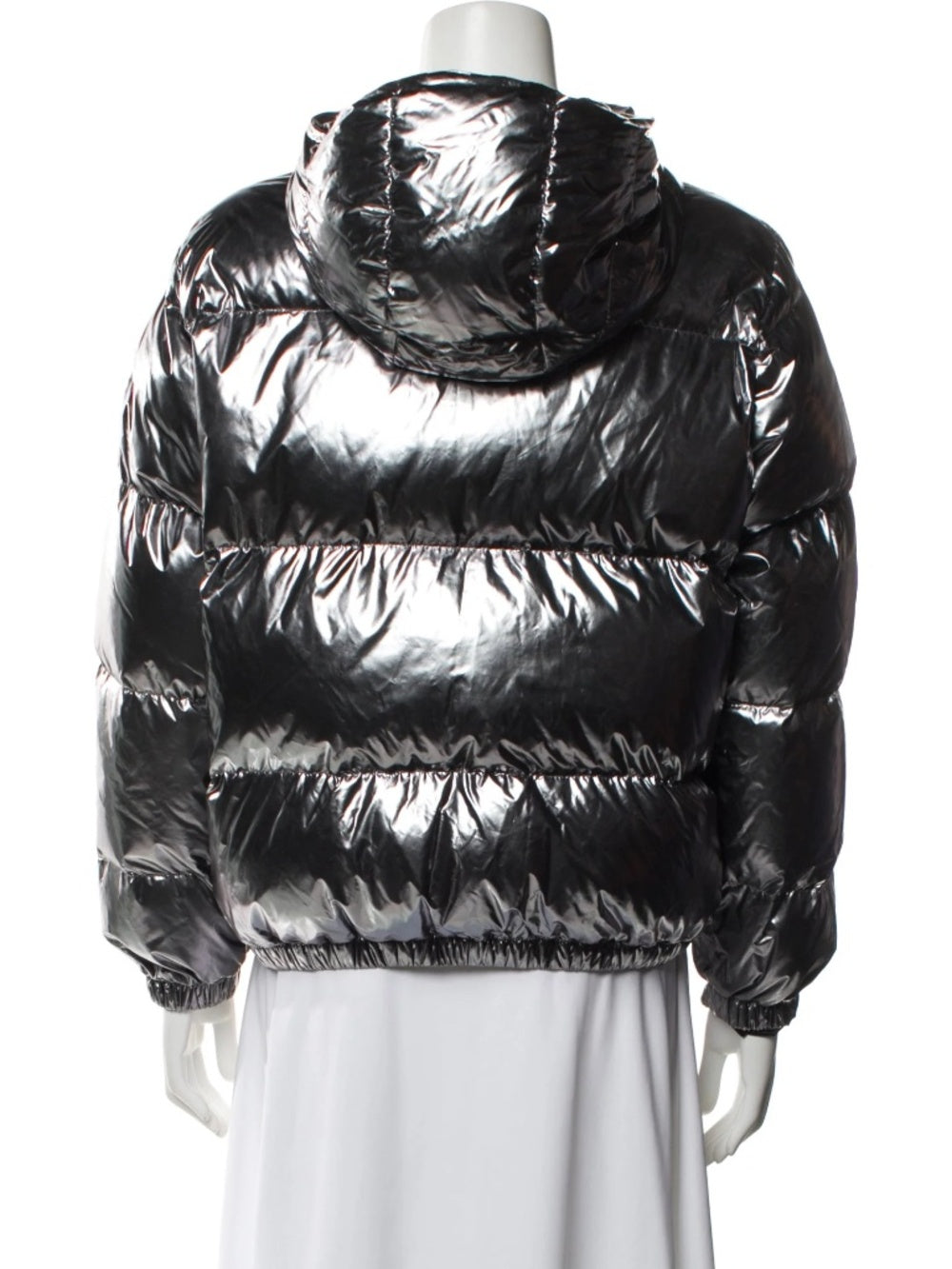 Alice + Olivia Durham Silver Mirror Goose Down Hooded Puffer - size M - Image 4