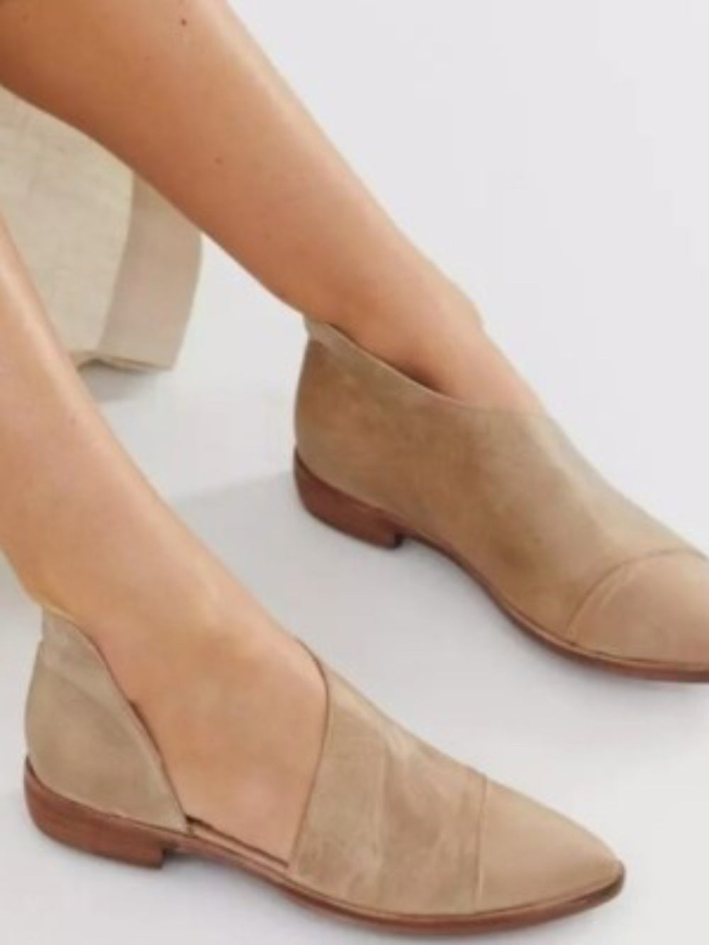 Free People Royale Flats Tan Taupe Cutout Leather Pointed Toe - size 36 🌟 - Image 1