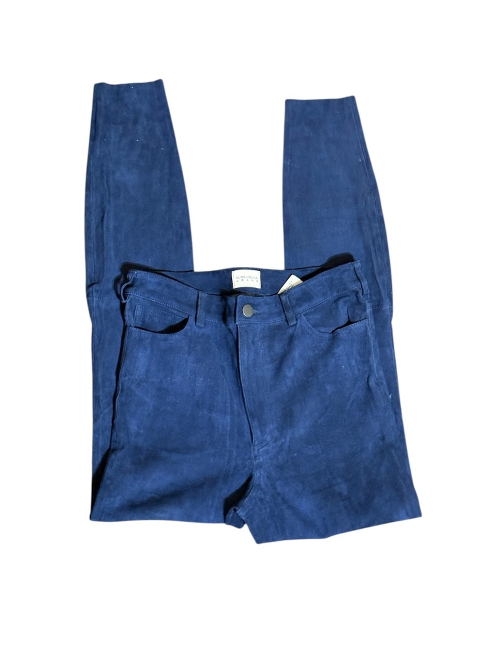 Alice + Olivia Lambskin Navy Blue Suede Jeans - 6 - Image 2