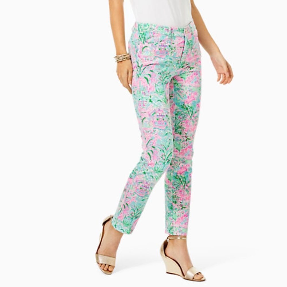 NWT LILLY PULITZER 29" KELLY KNIT HIGH RISE ANKLE LENGTH PANT BALI BLUE - size 0