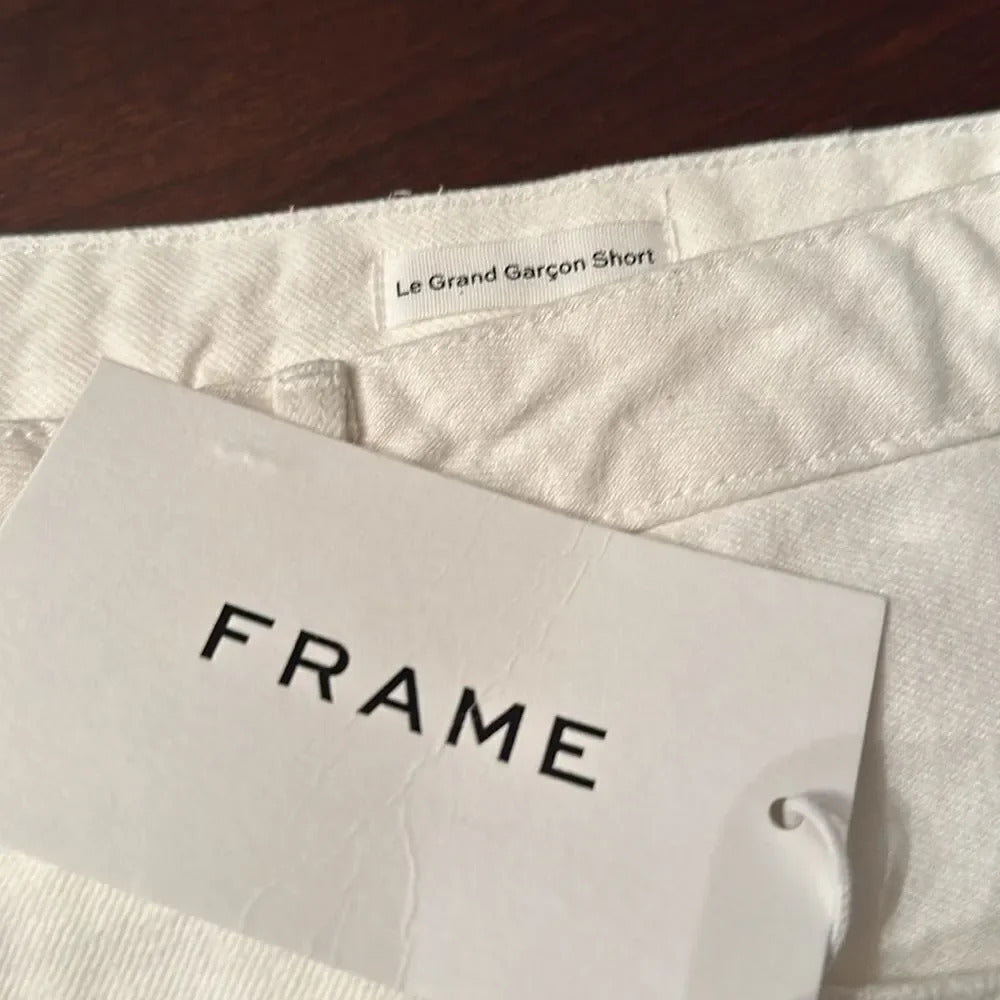 NWT Frame White 'Le Grand Garçon' Shorts