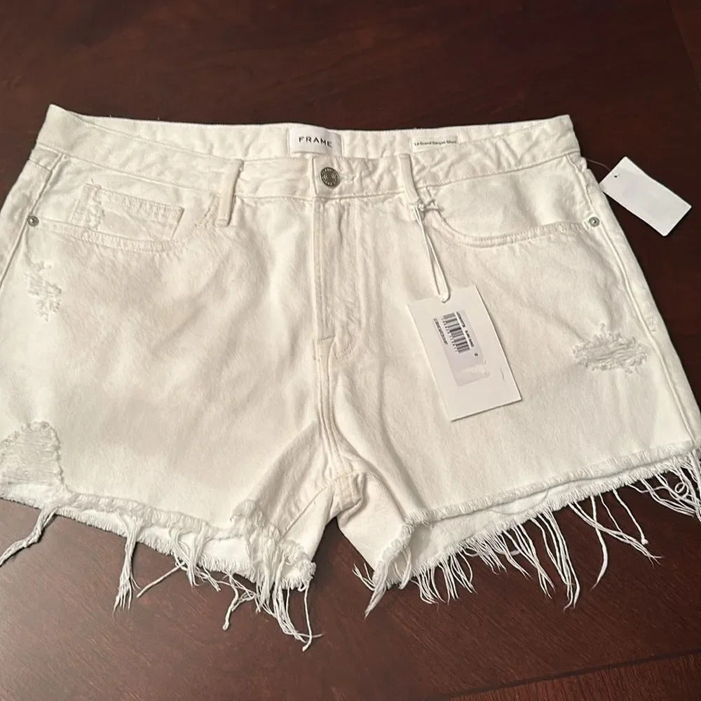 NWT Frame White 'Le Grand Garçon' Shorts