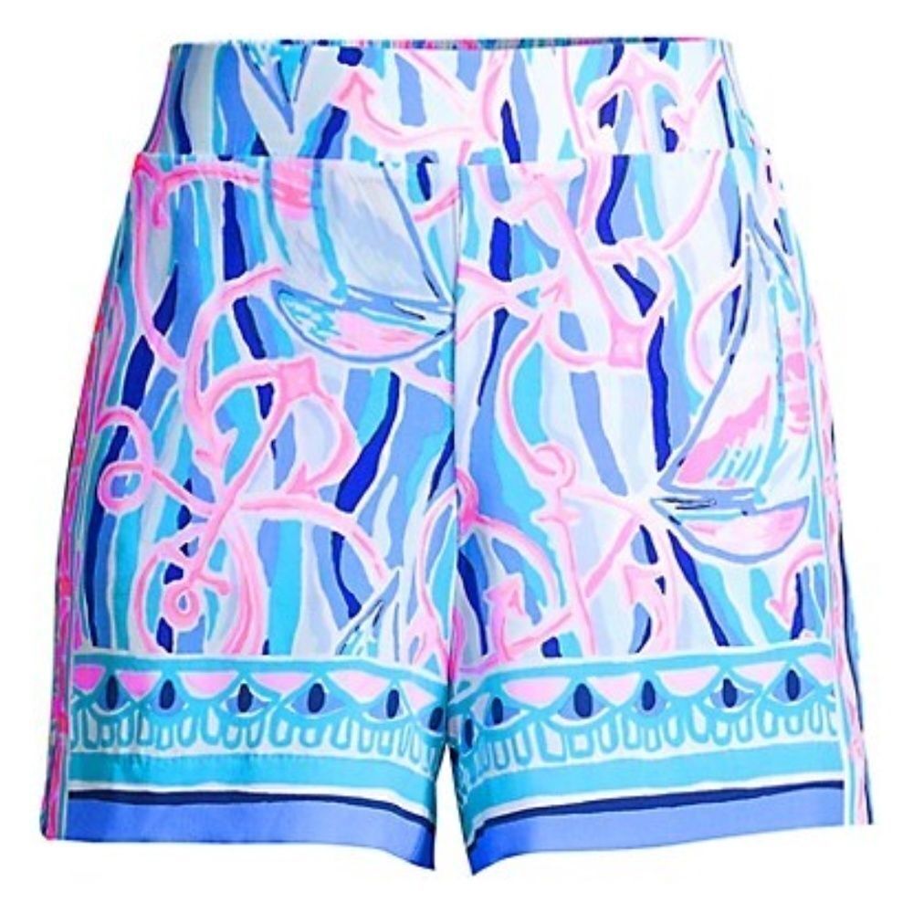 NWT LILLY PULITZER 5" Neilah Short In Skim Blue Reel Nauti Engineered Short