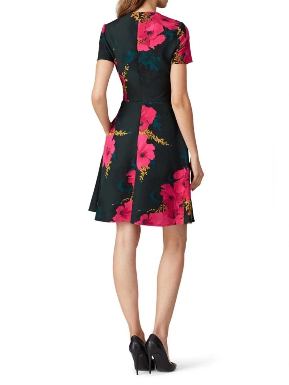 Black Halo Black and Pink Floral Print Kaitlyn Mini Dress - size 4 - Image 4